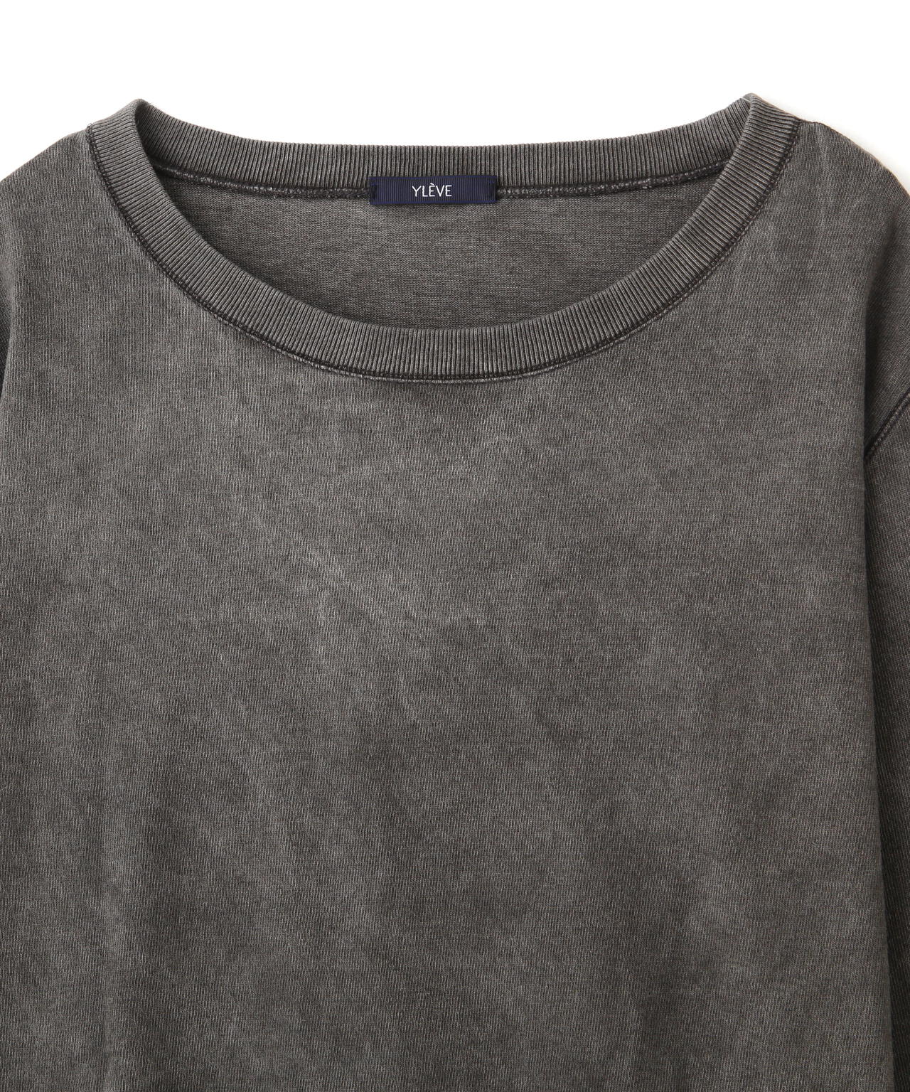 YLÈVE / OPEN END COTTON PIGMENT DYE LONG SLEEVE T‐SHIRT