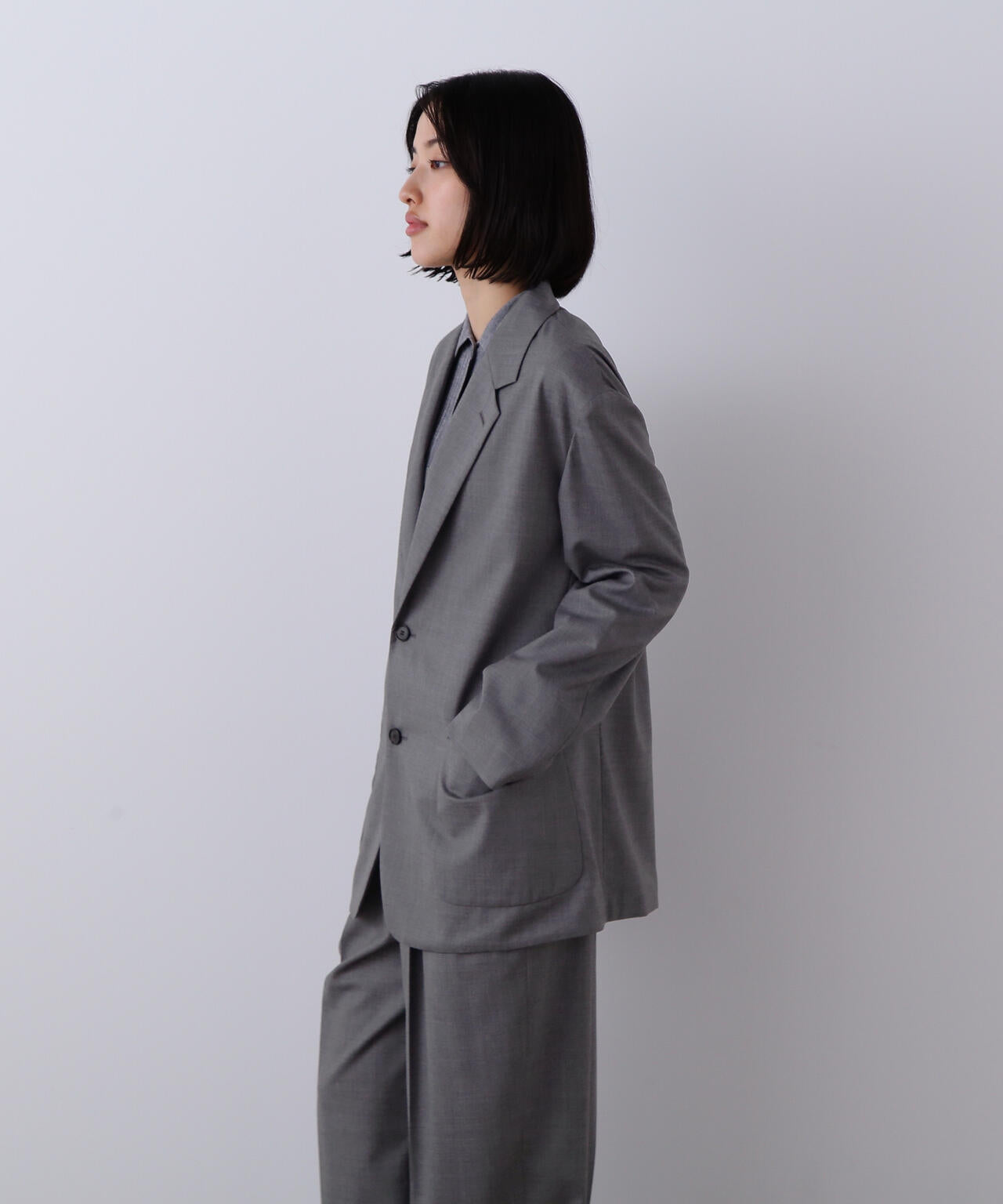 YLEVE / SUPER120'S CHAMBRAY WOOL JACKET