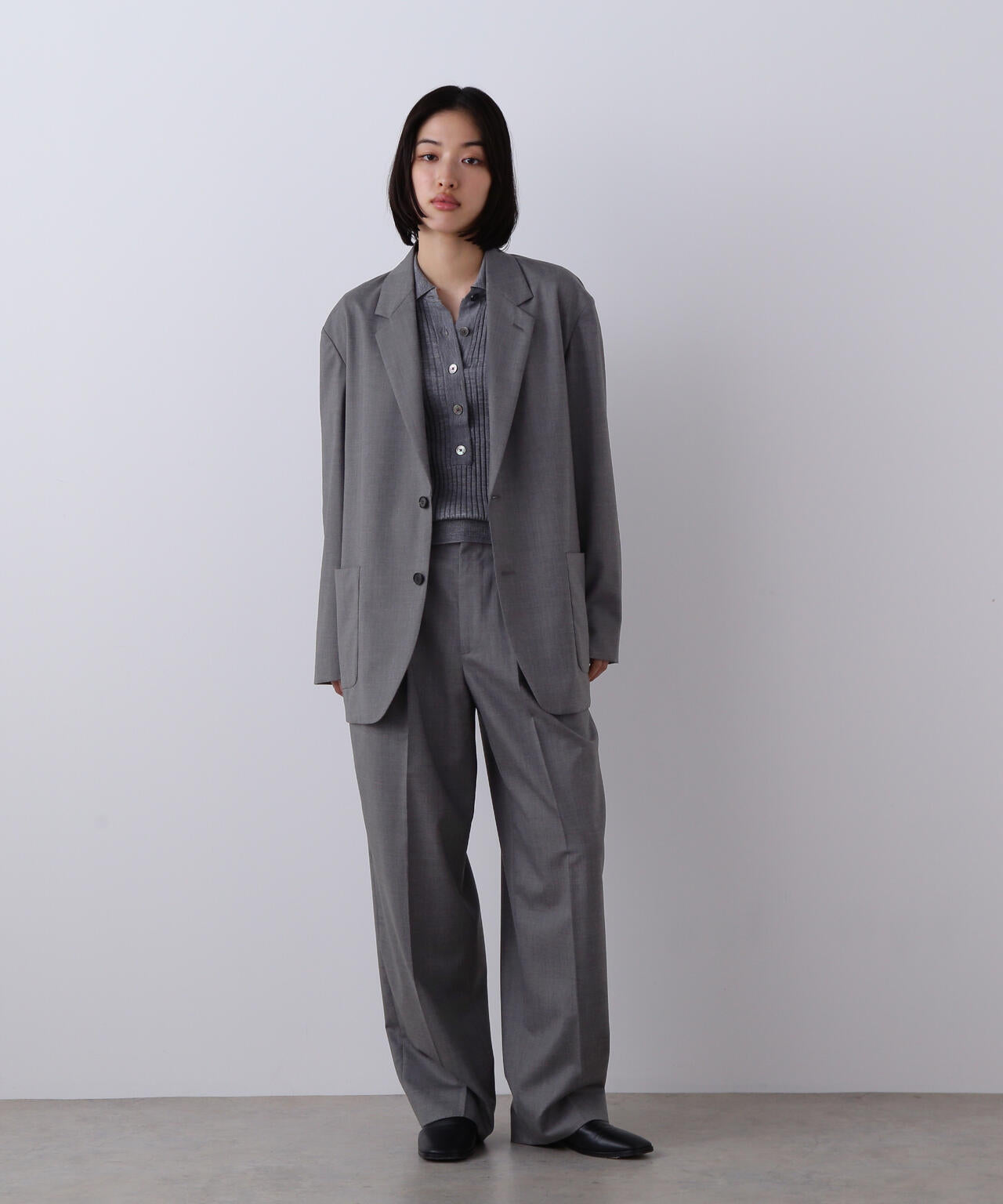 YLEVE / SUPER120'S CHAMBRAY WOOL JACKET