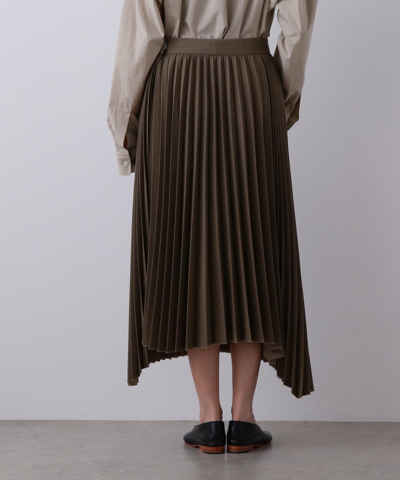 YLEVE / VINTAGE PIGMENTDYE WOOL PLEATED SKIRT