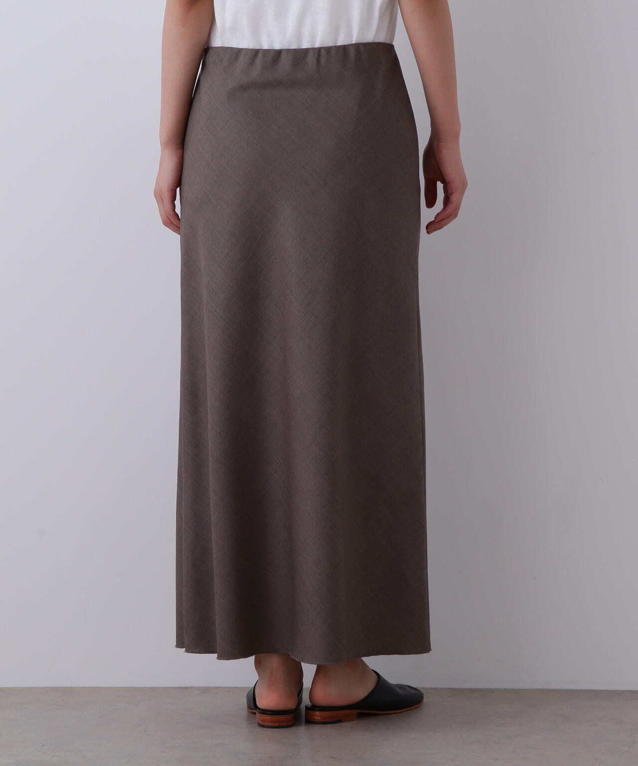 YLEVE / SUPER120'S CHAMBRAY WOOL BIAS SKIRT