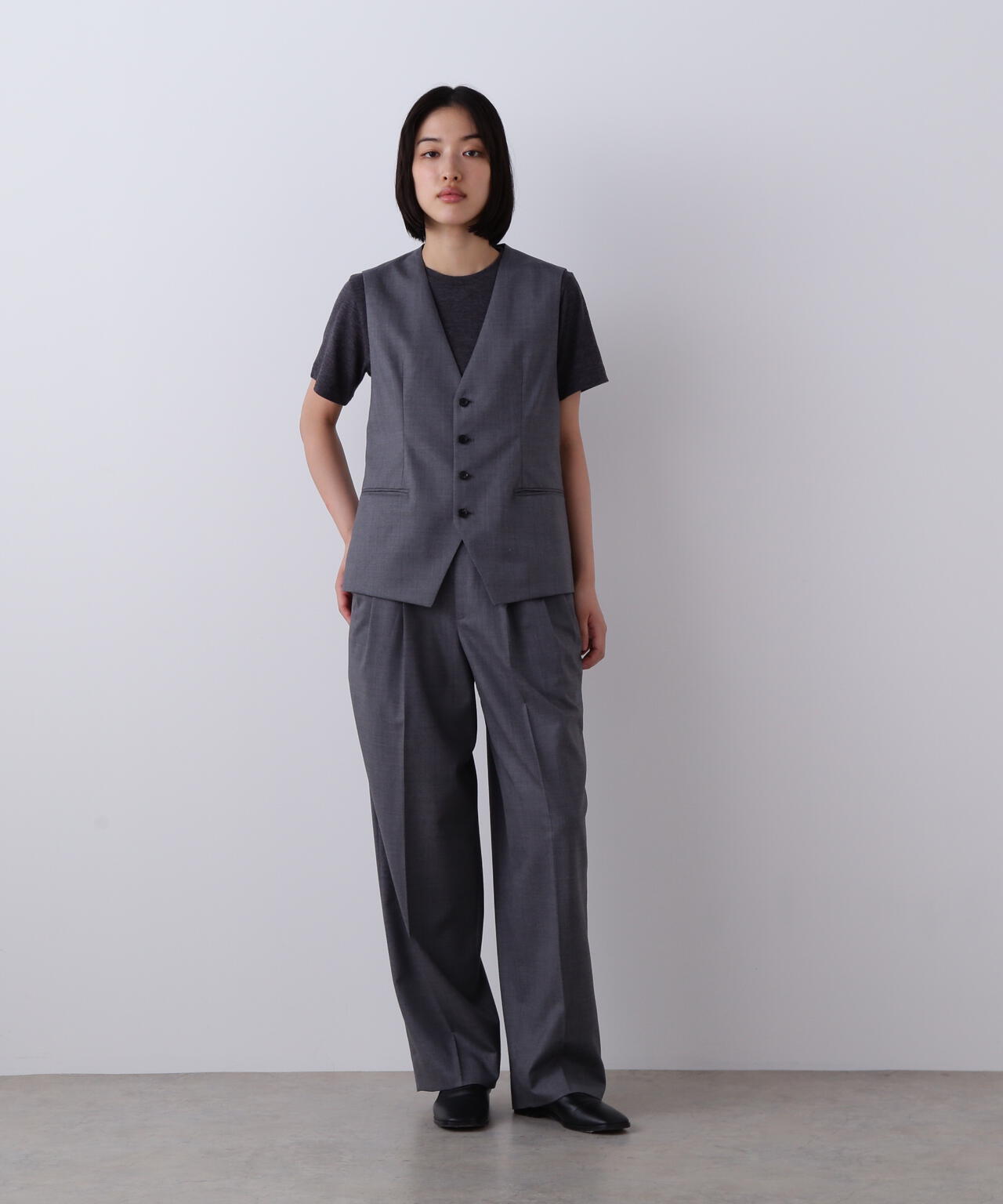 YLEVE / SUPER120'S CHAMBRAY WOOL 3TACK TROUSERS