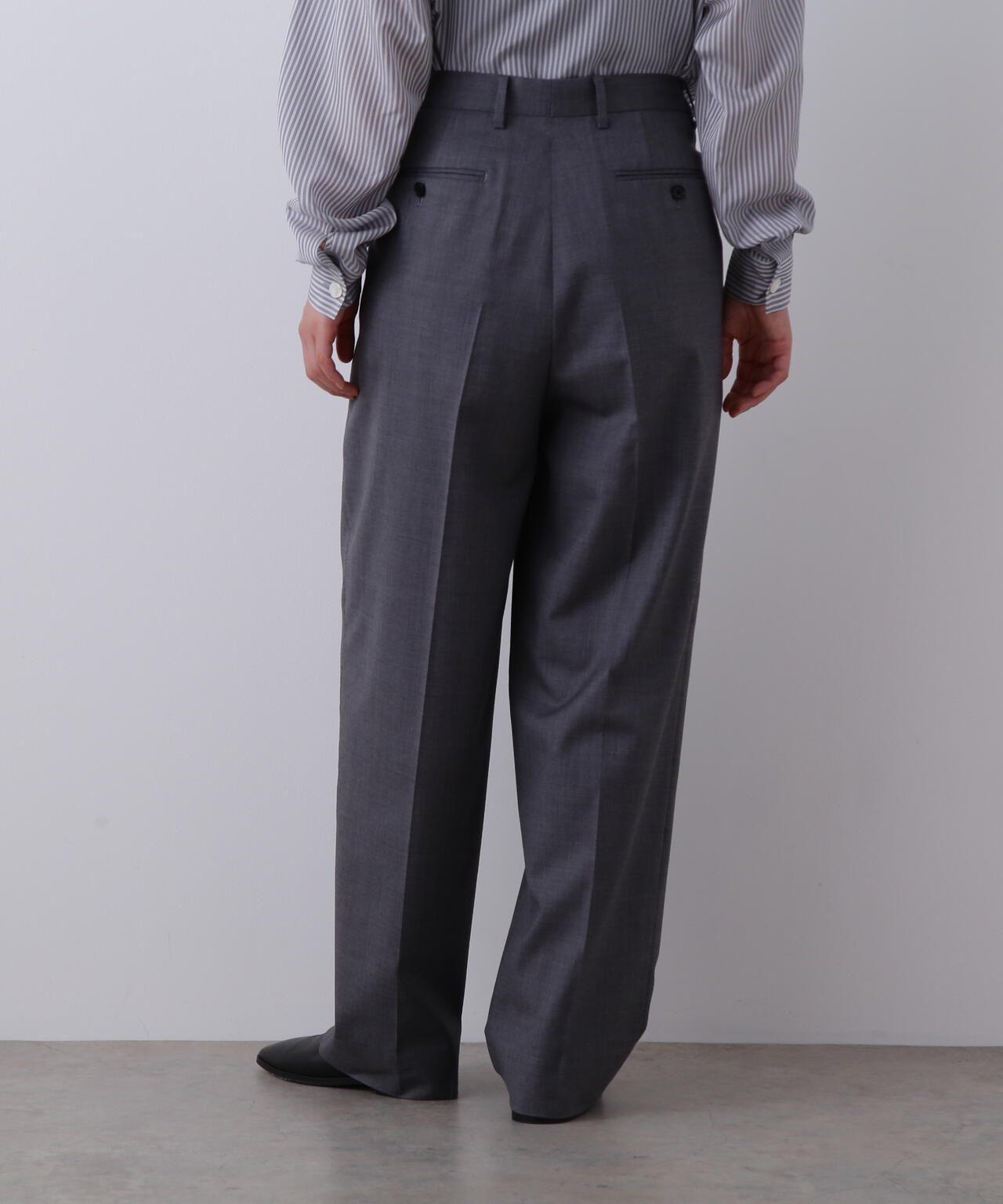 YLEVE / SUPER120'S CHAMBRAY WOOL 3TACK TROUSERS