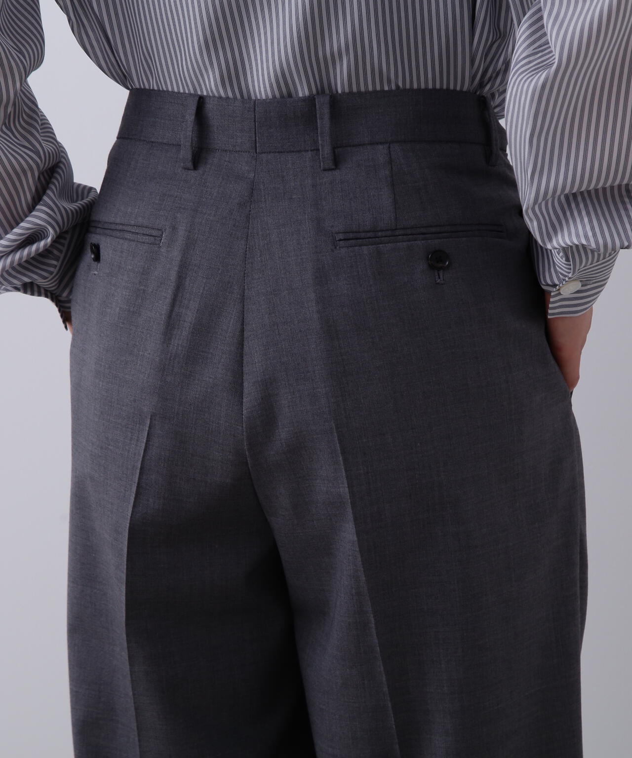 YLEVE / SUPER120'S CHAMBRAY WOOL 3TACK TROUSERS