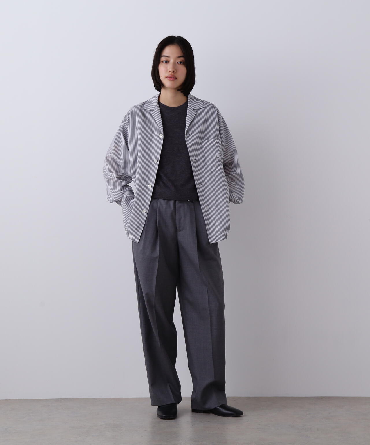 YLEVE / SUPER120'S CHAMBRAY WOOL 3TACK TROUSERS