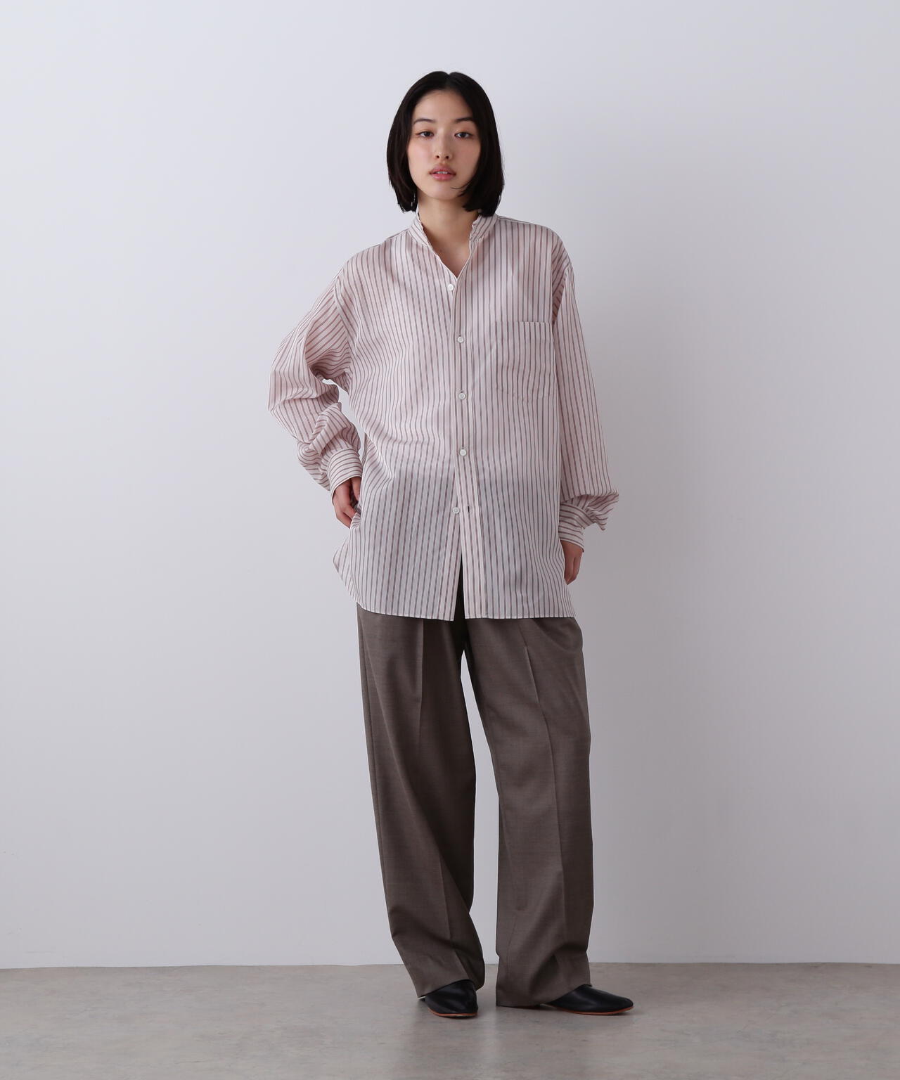 YLEVE / SUPER120'S CHAMBRAY WOOL 3TACK TROUSERS