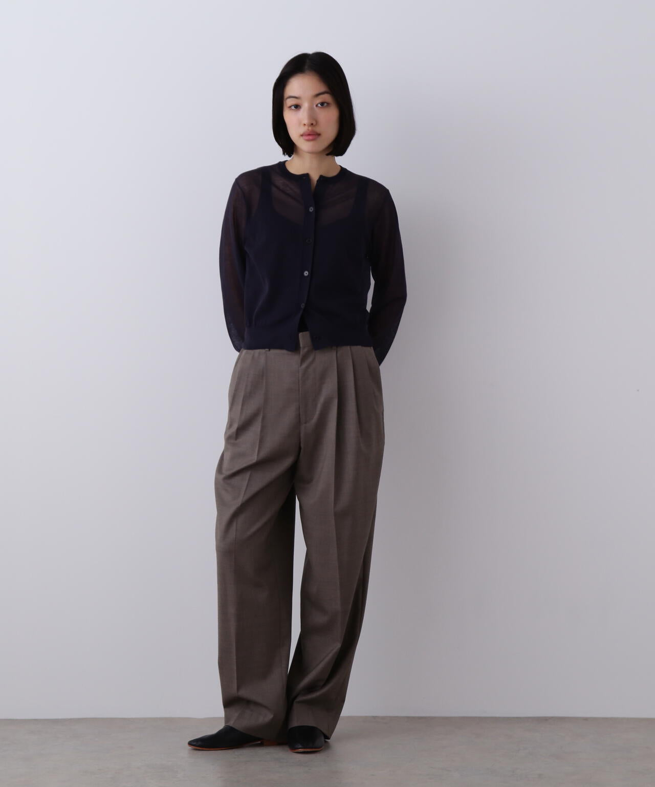 YLEVE / SUPER120'S CHAMBRAY WOOL 3TACK TROUSERS