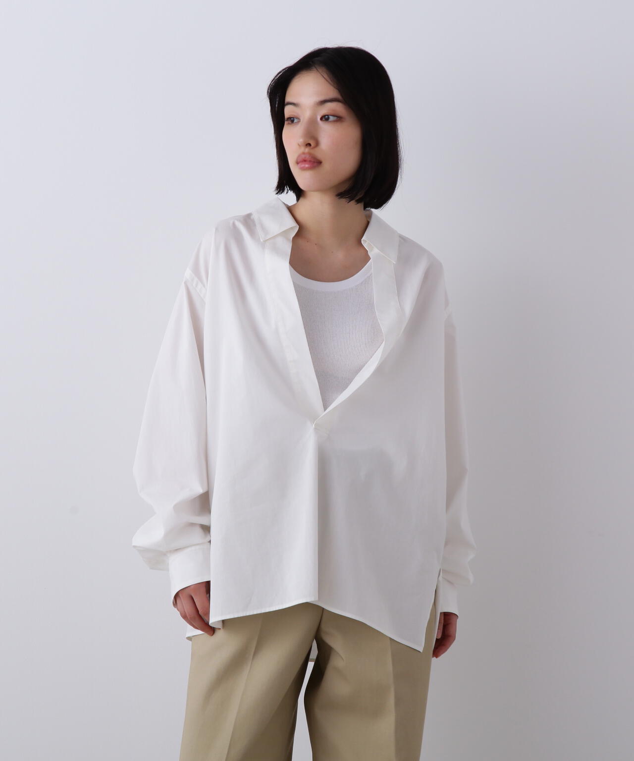 YLEVE / COTTON SILK TYPEWRITER SKIPPER SHIRT