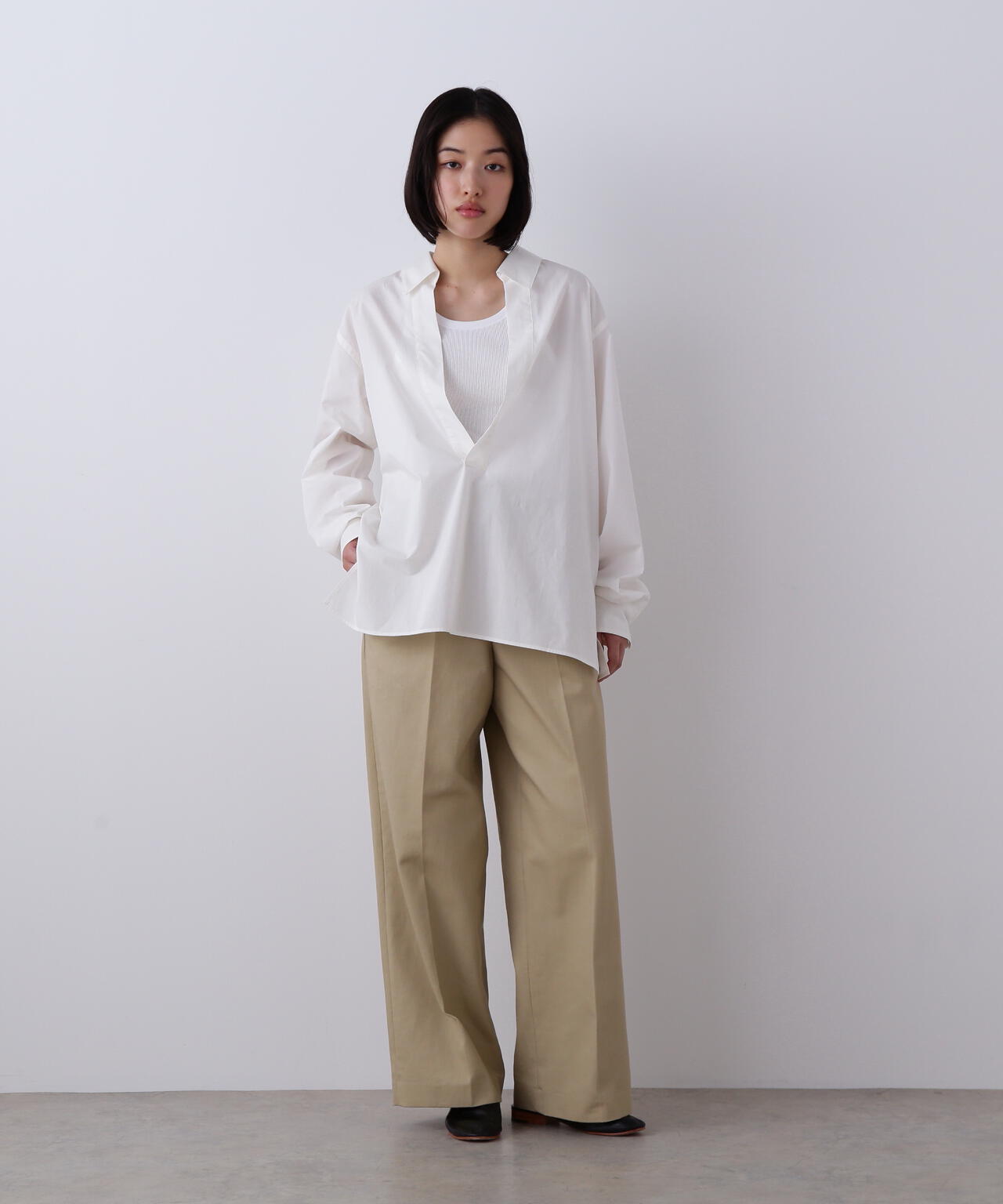 YLEVE / COTTON SILK TYPEWRITER SKIPPER SHIRT