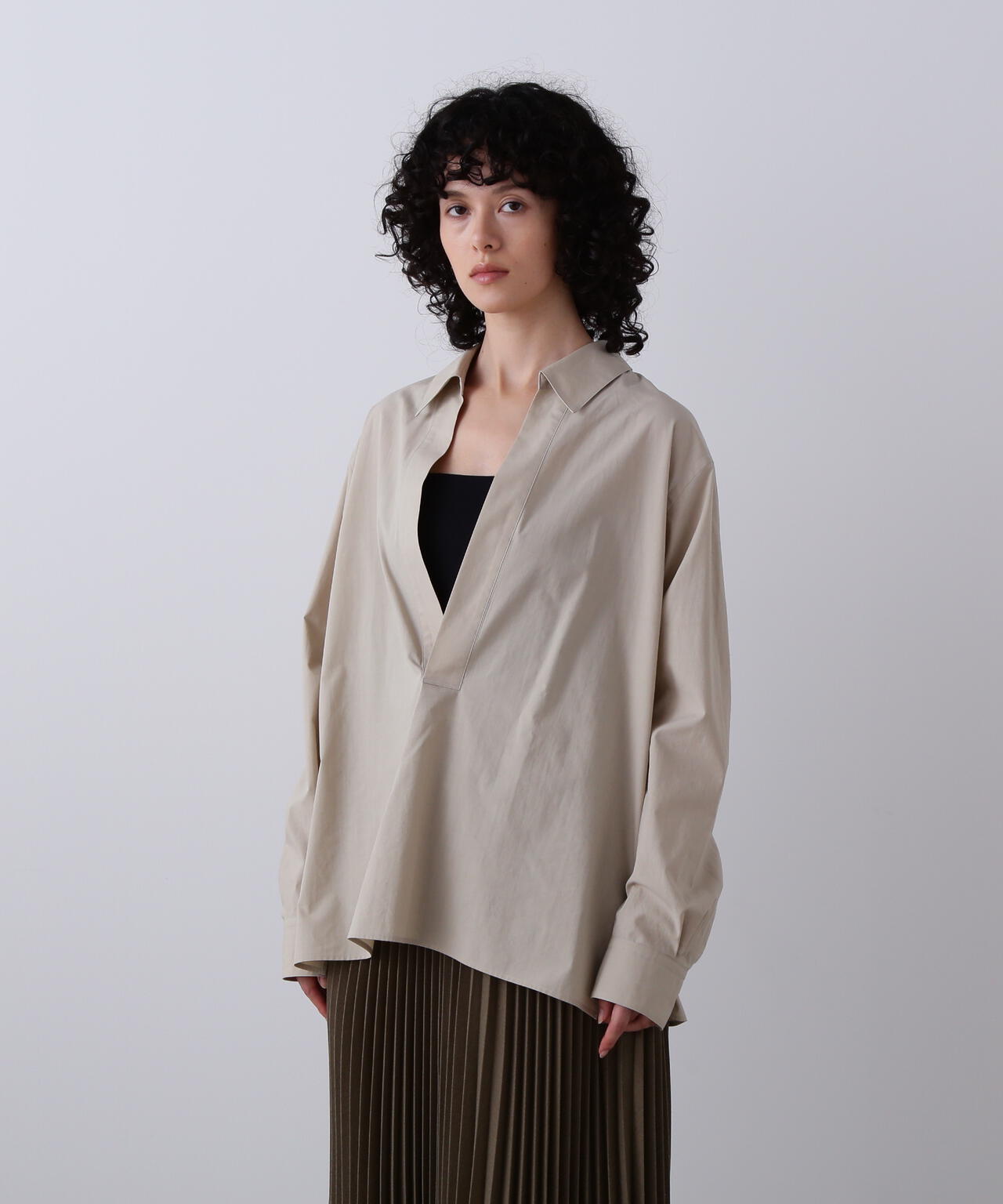 YLEVE / COTTON SILK TYPEWRITER SKIPPER SHIRT