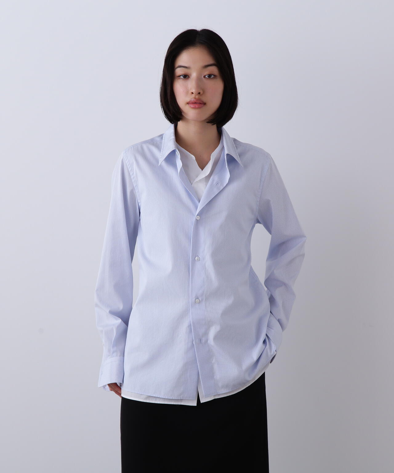 YLEVE / COTTON BROAD CLOTH LAYERED SHIRT