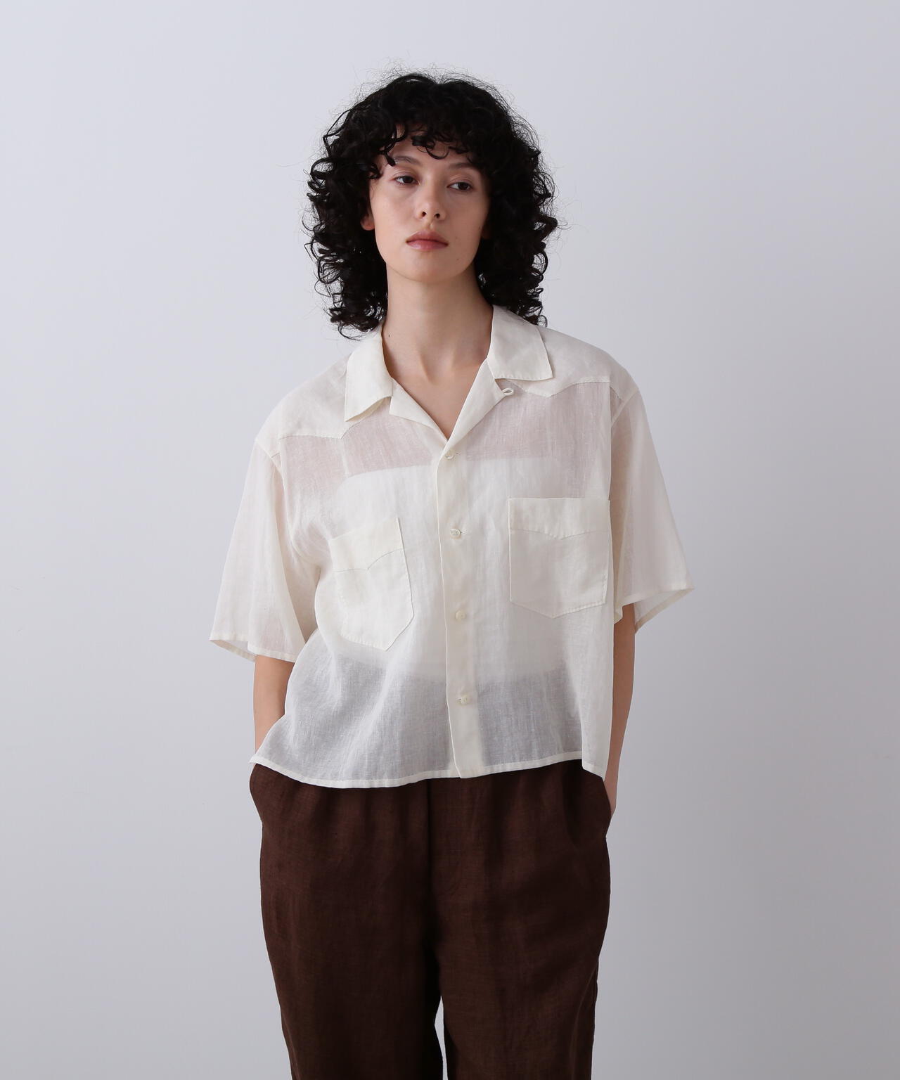 YLEVE / COTTON RAMIE VOILE HAND STITCH SHIRT