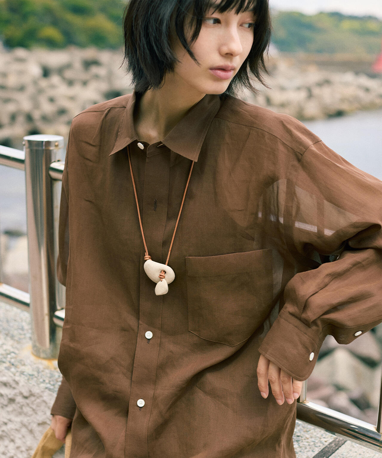 YLEVE / COTTON VOILE LAWN LONG SLEEVE SHIRT