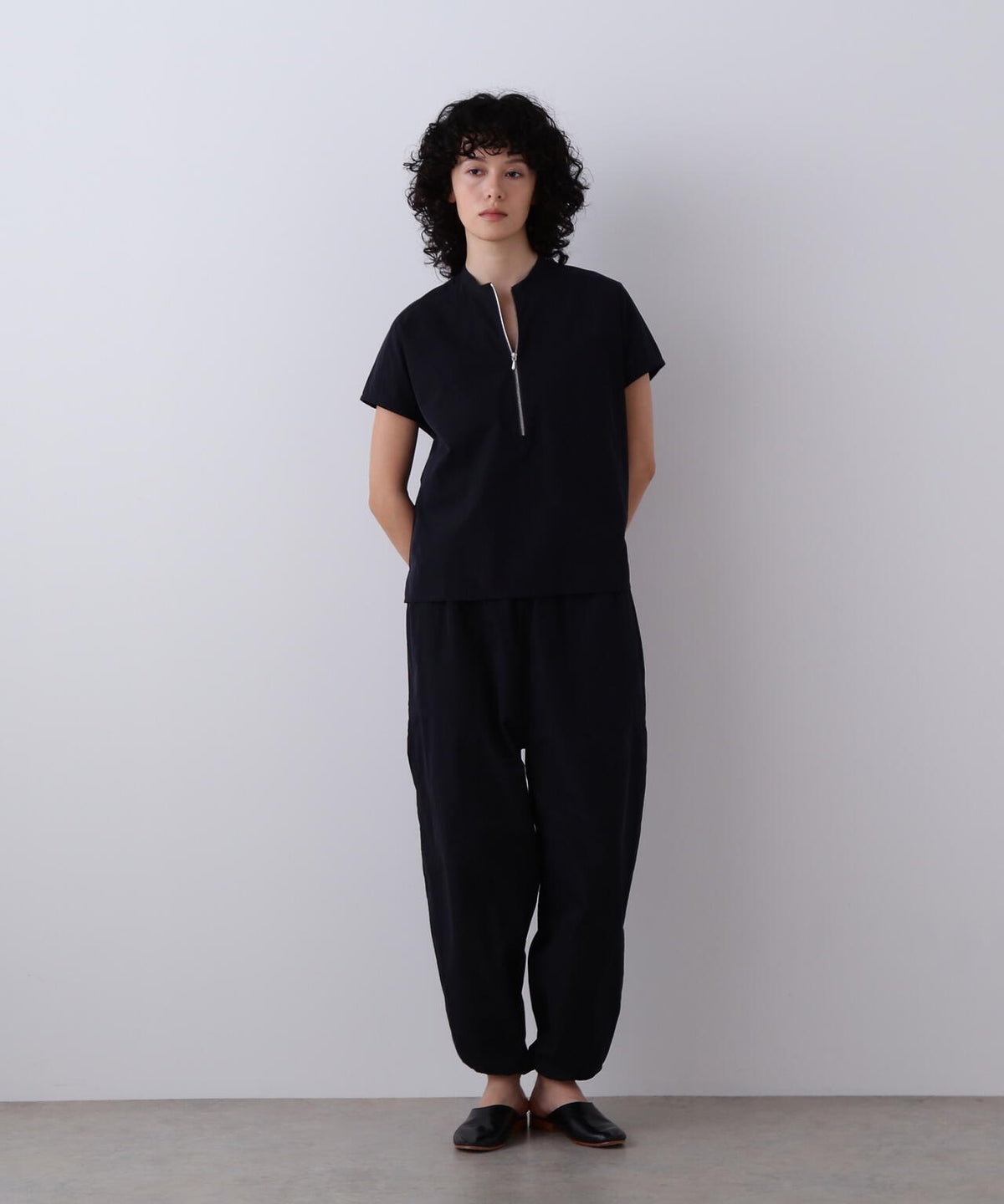 YLEVE / COTTON CUPRA HALF ZIP SHIRT