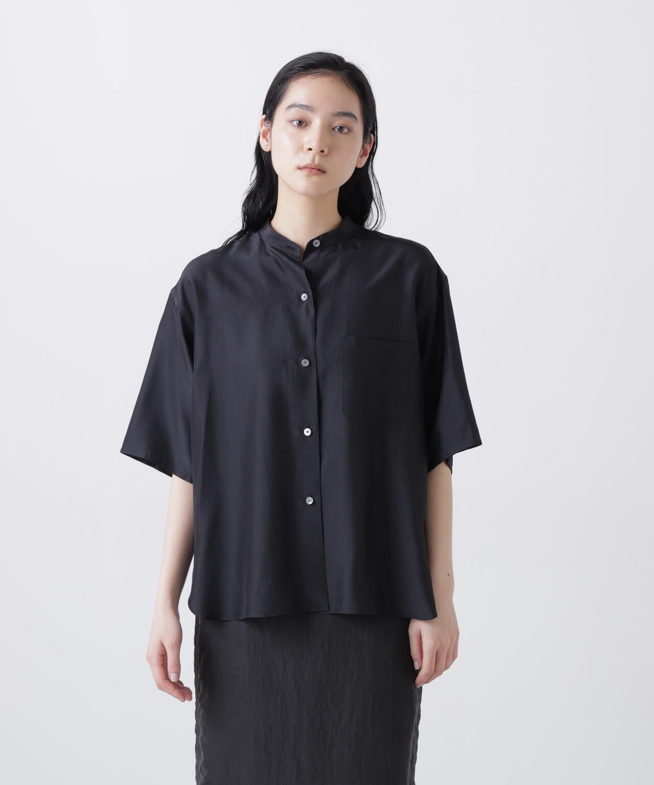 YLEVE / SILK HABUTAE SHORT SLEEVE SHIRT