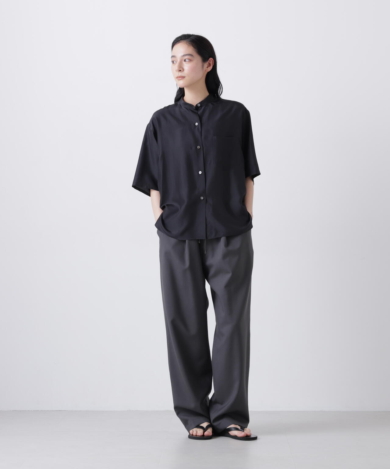 YLEVE / SILK HABUTAE SHORT SLEEVE SHIRT