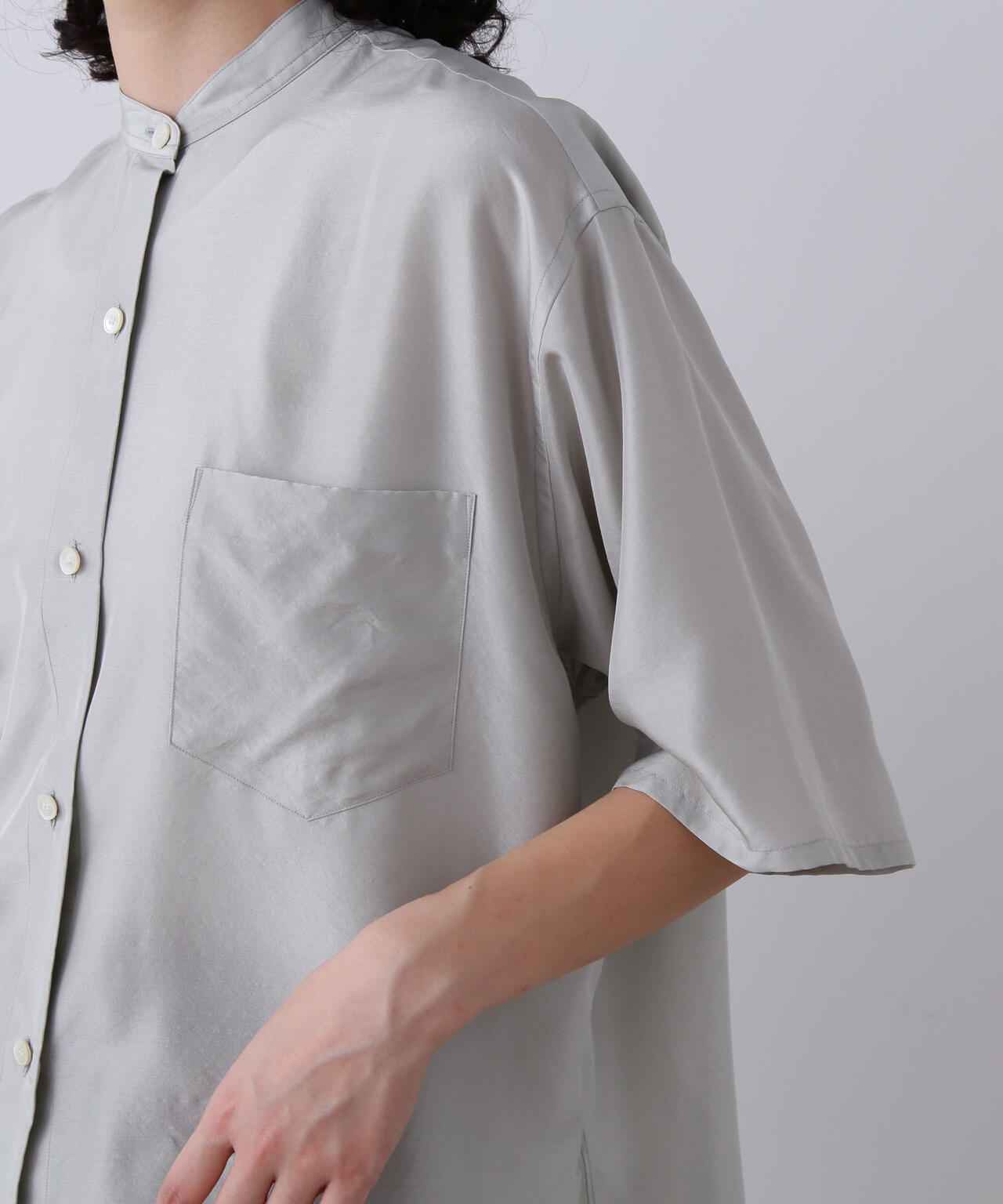 YLEVE / SILK HABUTAE SHORT SLEEVE SHIRT