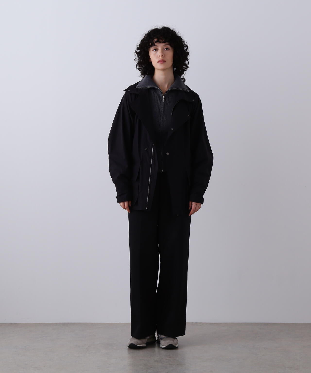 YLÈVE / FADED STONEWASH KNIT ZIP PULLOVER