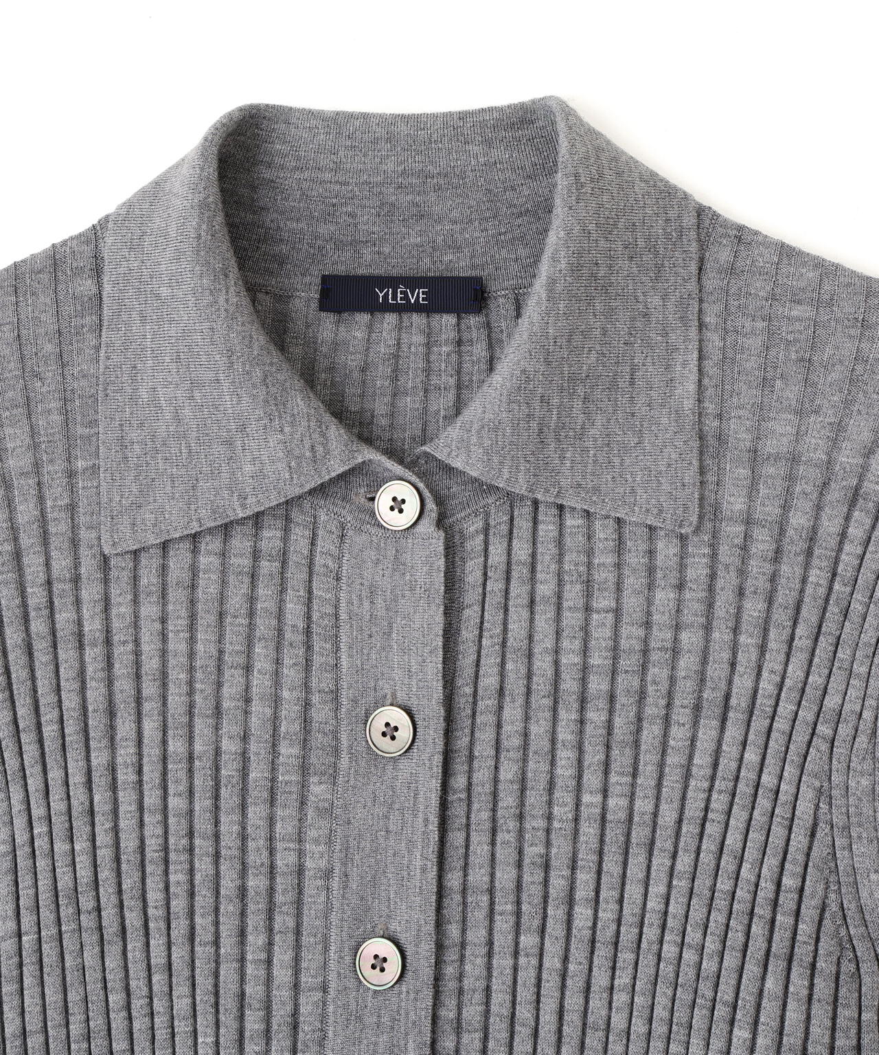YLÈVE / WOOL SILK CASHMERE RIB KNIT POLO