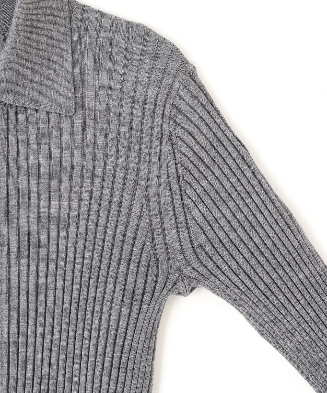 YLEVE / WOOL SILK CASHMERE RIB KNIT POLO