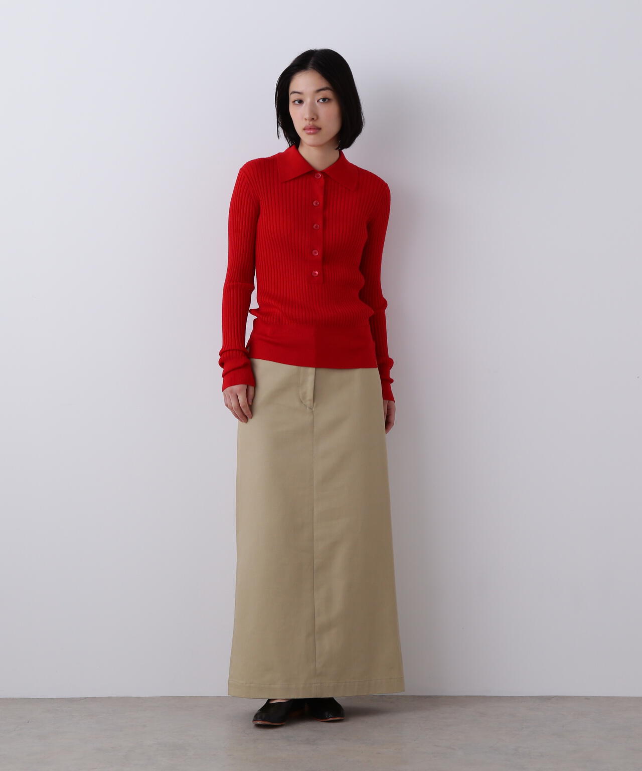 YLEVE / WOOL SILK CASHMERE RIB KNIT POLO