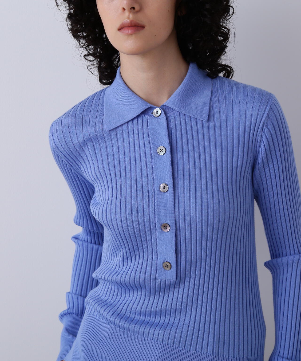 YLEVE / WOOL SILK CASHMERE RIB KNIT POLO