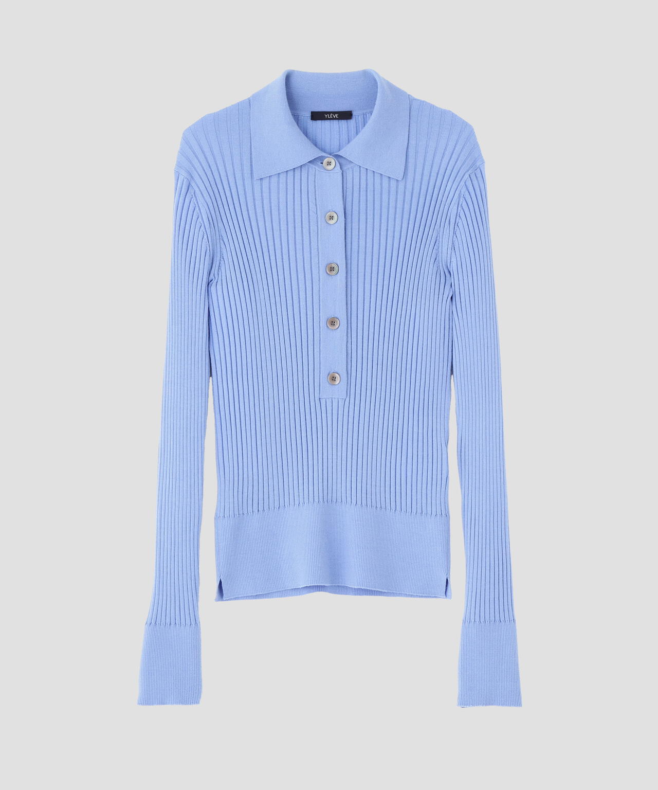 YLÈVE / WOOL SILK CASHMERE RIB KNIT POLO