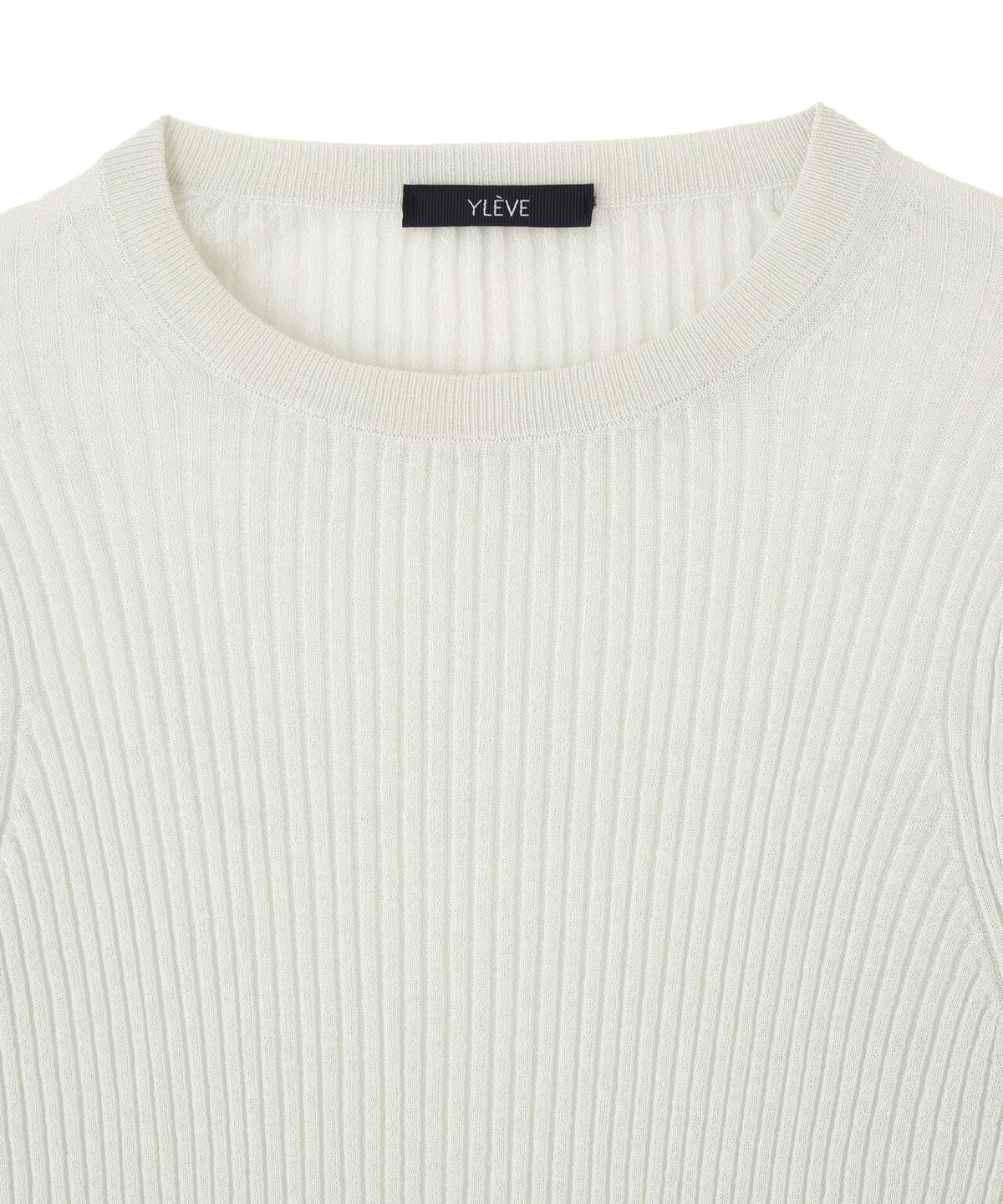 YLEVE / SHEER RIB KNIT LONG SLEEVE PULLOVER