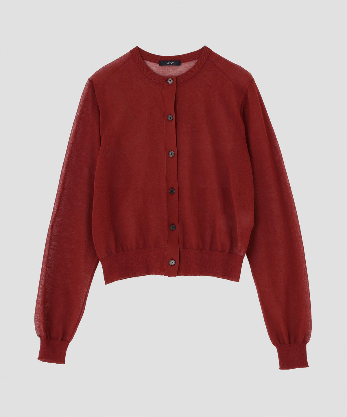 YLEVE / SHEER RIB KNIT CARDIGAN