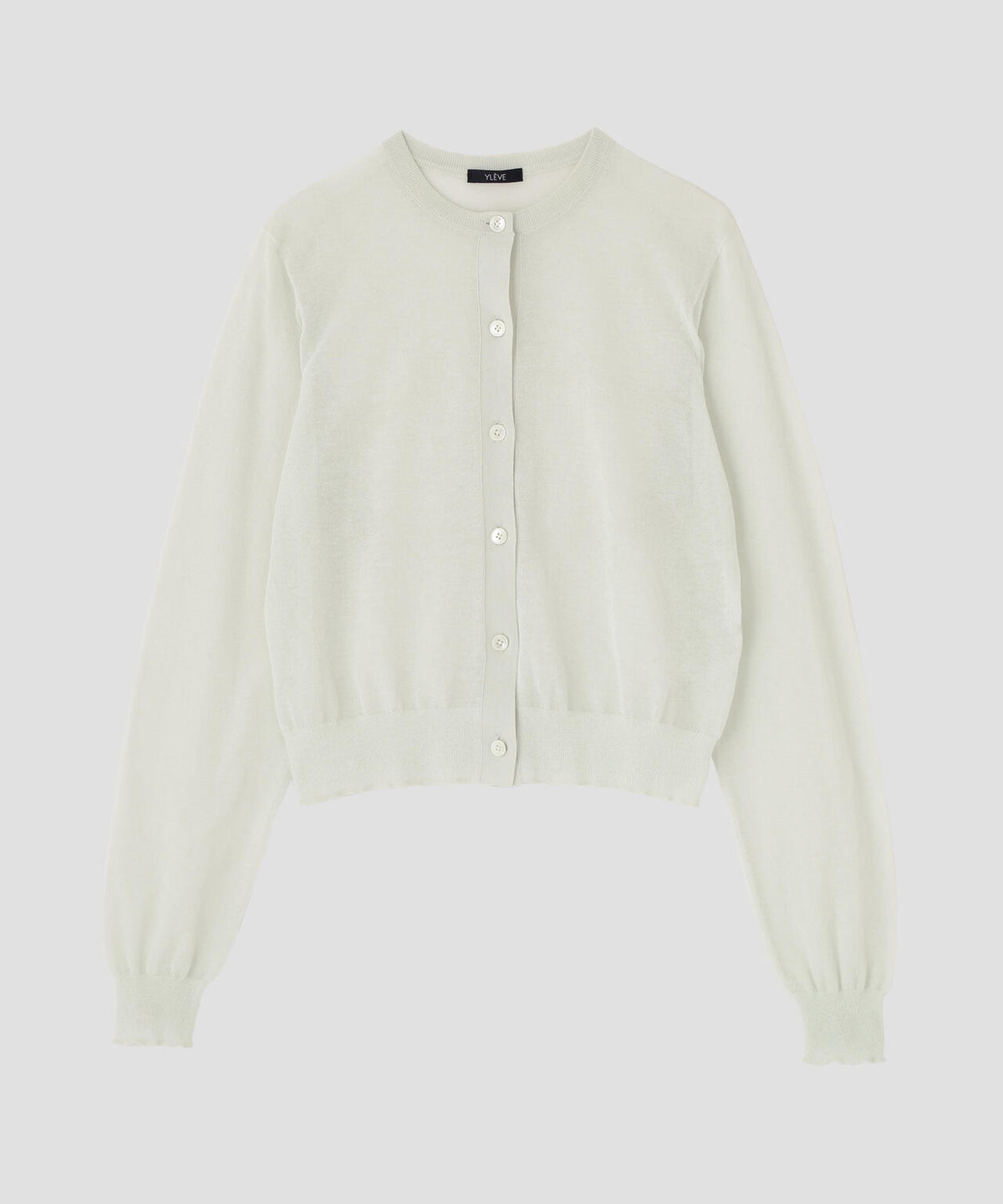 YLEVE / SHEER RIB KNIT CARDIGAN