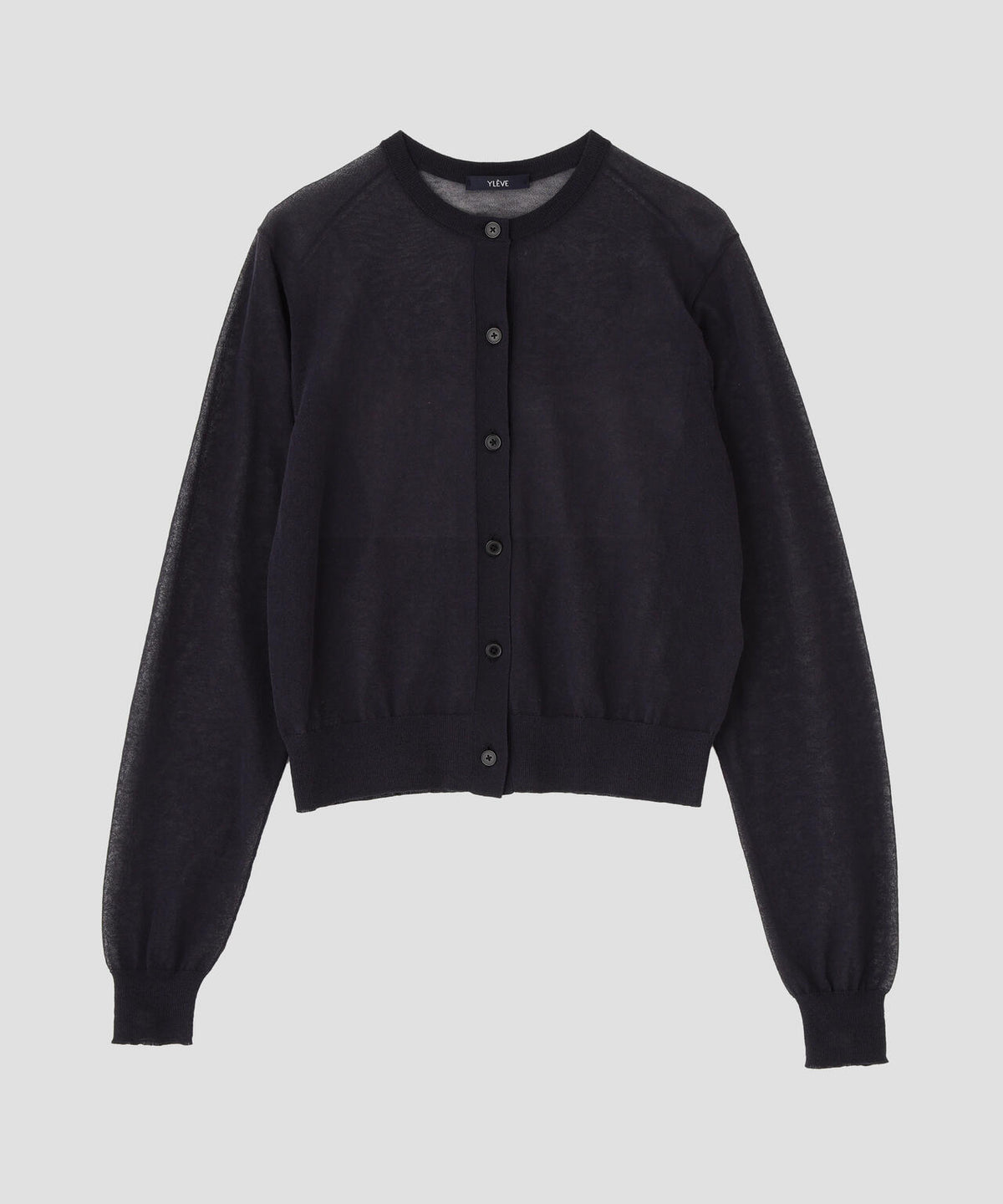 YLEVE / SHEER RIB KNIT CARDIGAN