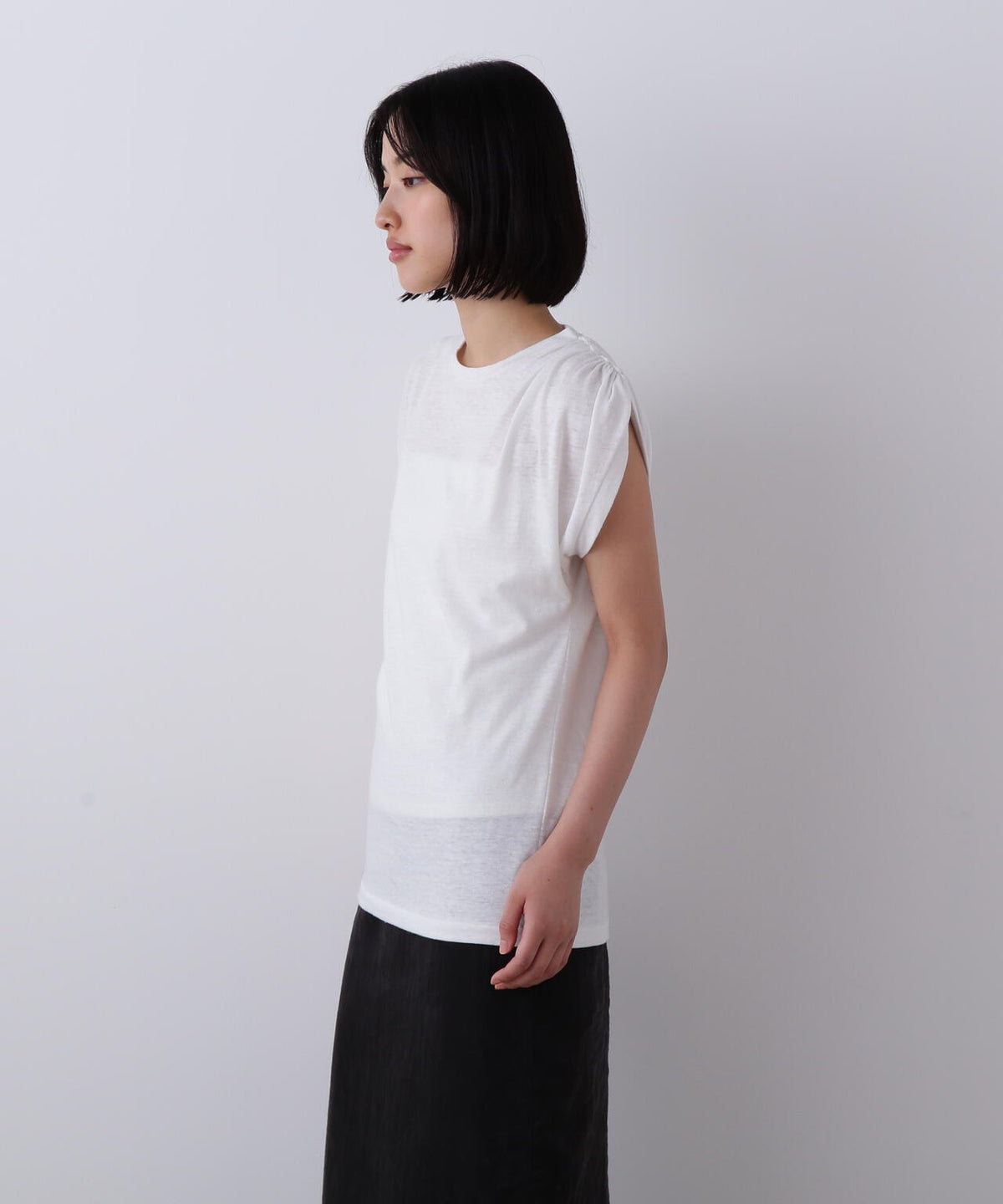 YLEVE / TETRON COTTON SLUB YARN JERSEY SLEEVELESS PULLOVER