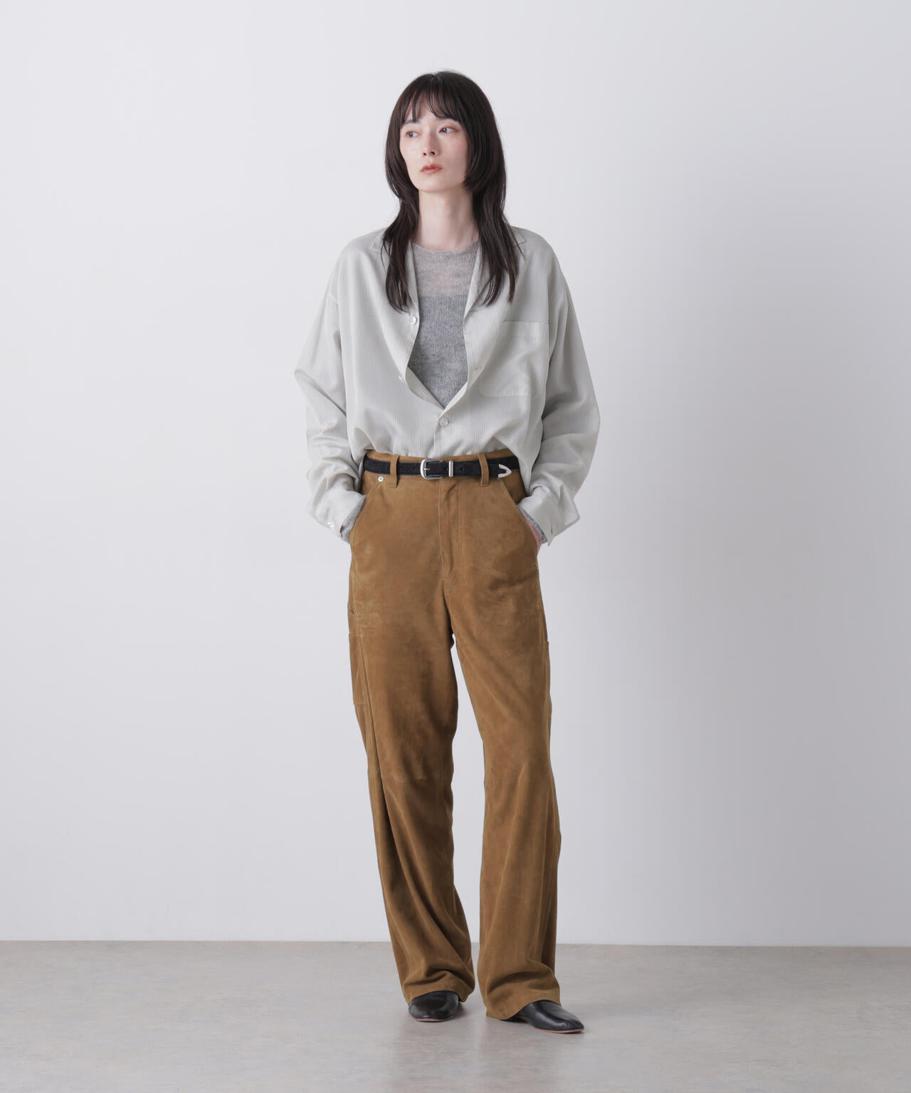 YLEVE / ROUGH GOAT SUEDE PAINTER PANTS