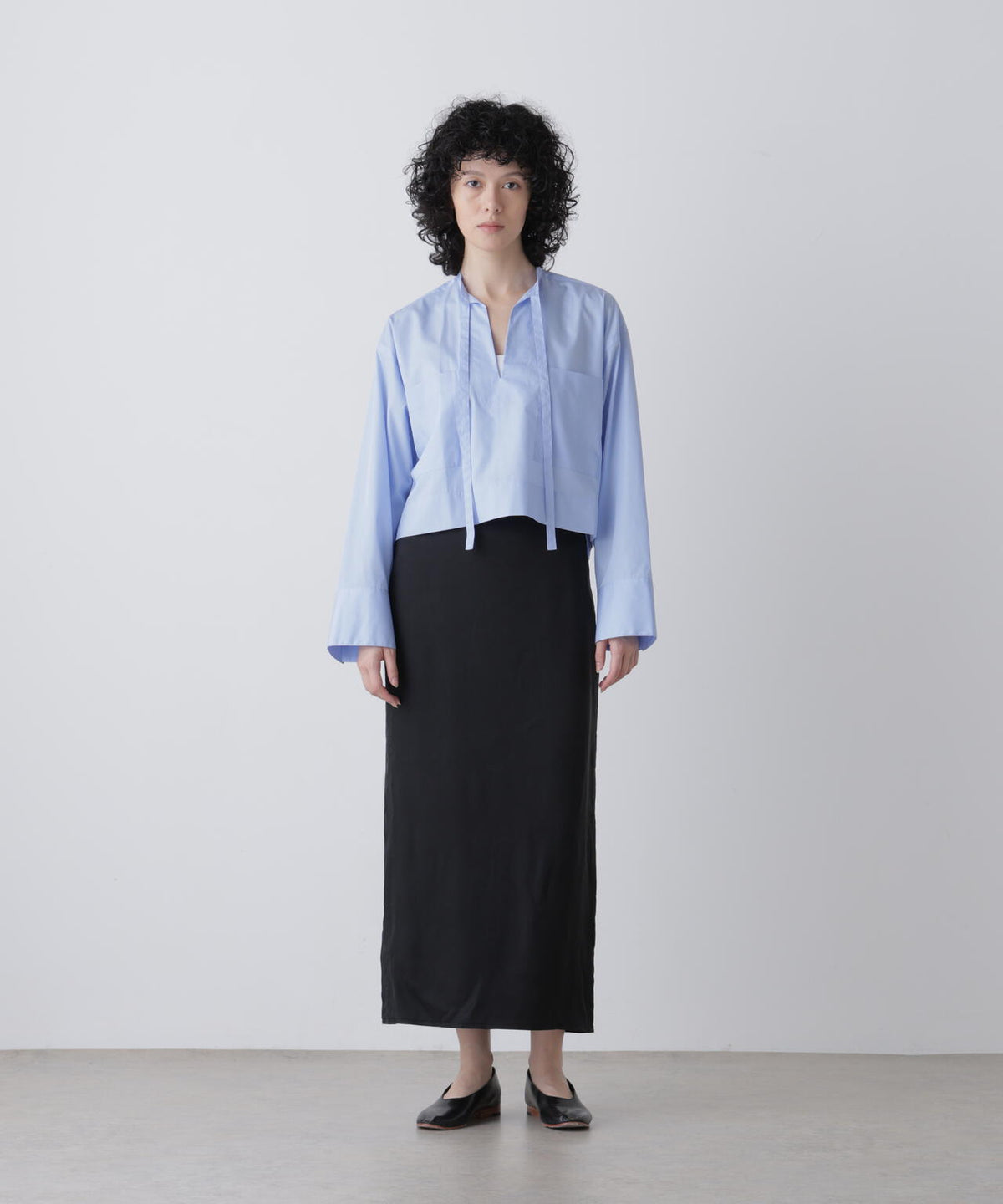 YLEVE / COTTON TYPEWRITER STRING SKIPPER SHIRT
