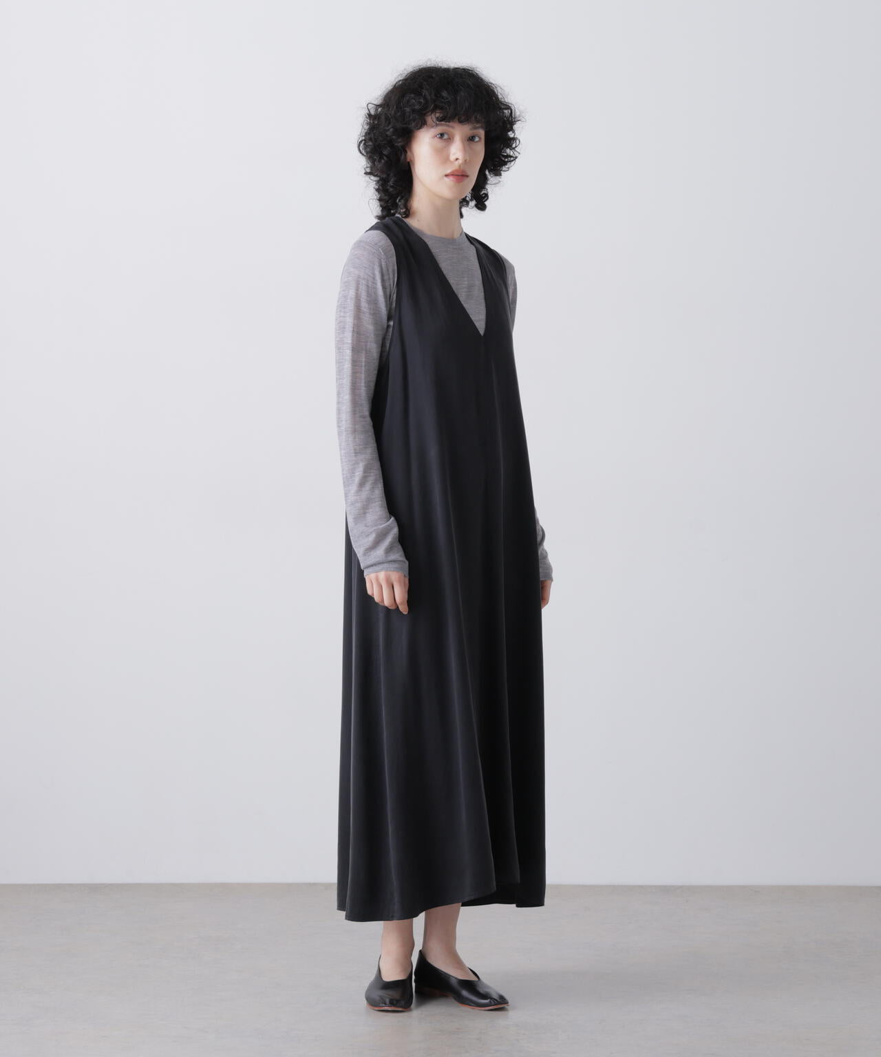 YLEVE / FIBRILLATED SATIN A - LINE DRESS