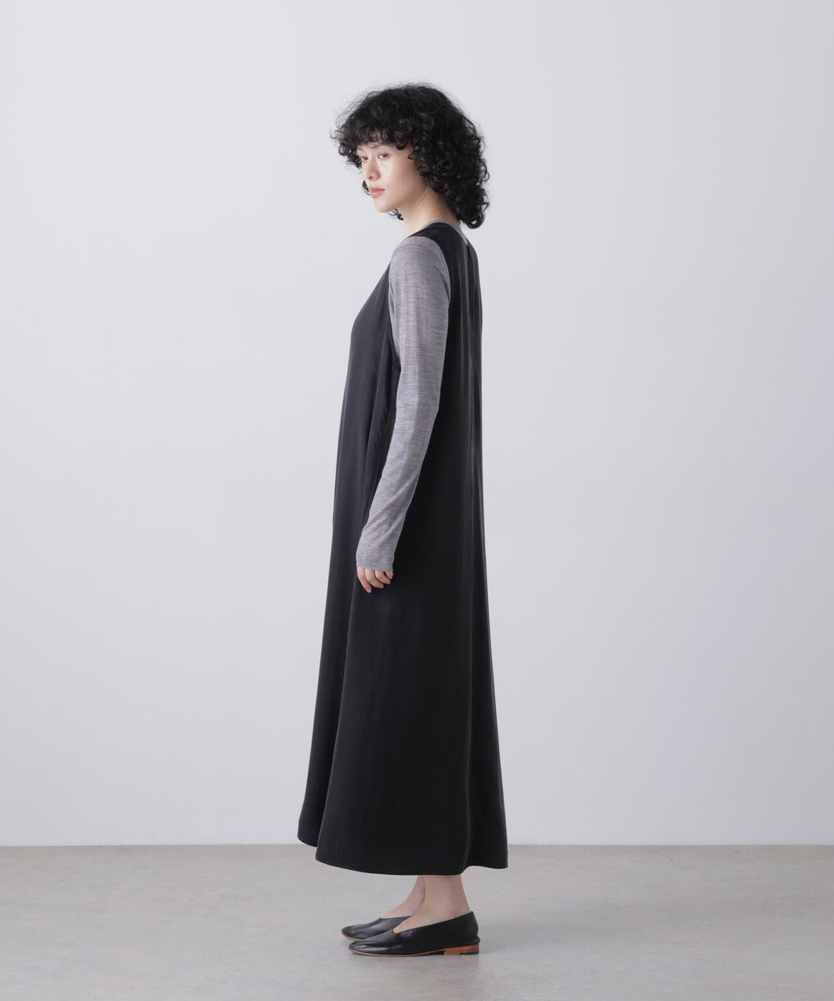 YLEVE / FIBRILLATED SATIN A - LINE DRESS