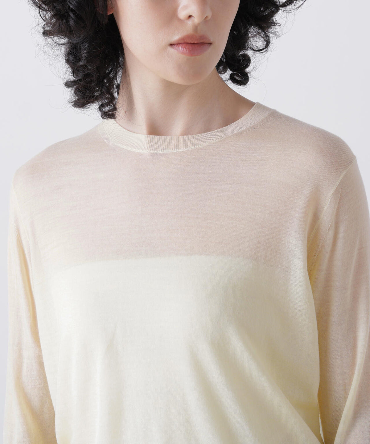 YLEVE / 2/100 FINE WOOL SHEER KNIT PULLOVER