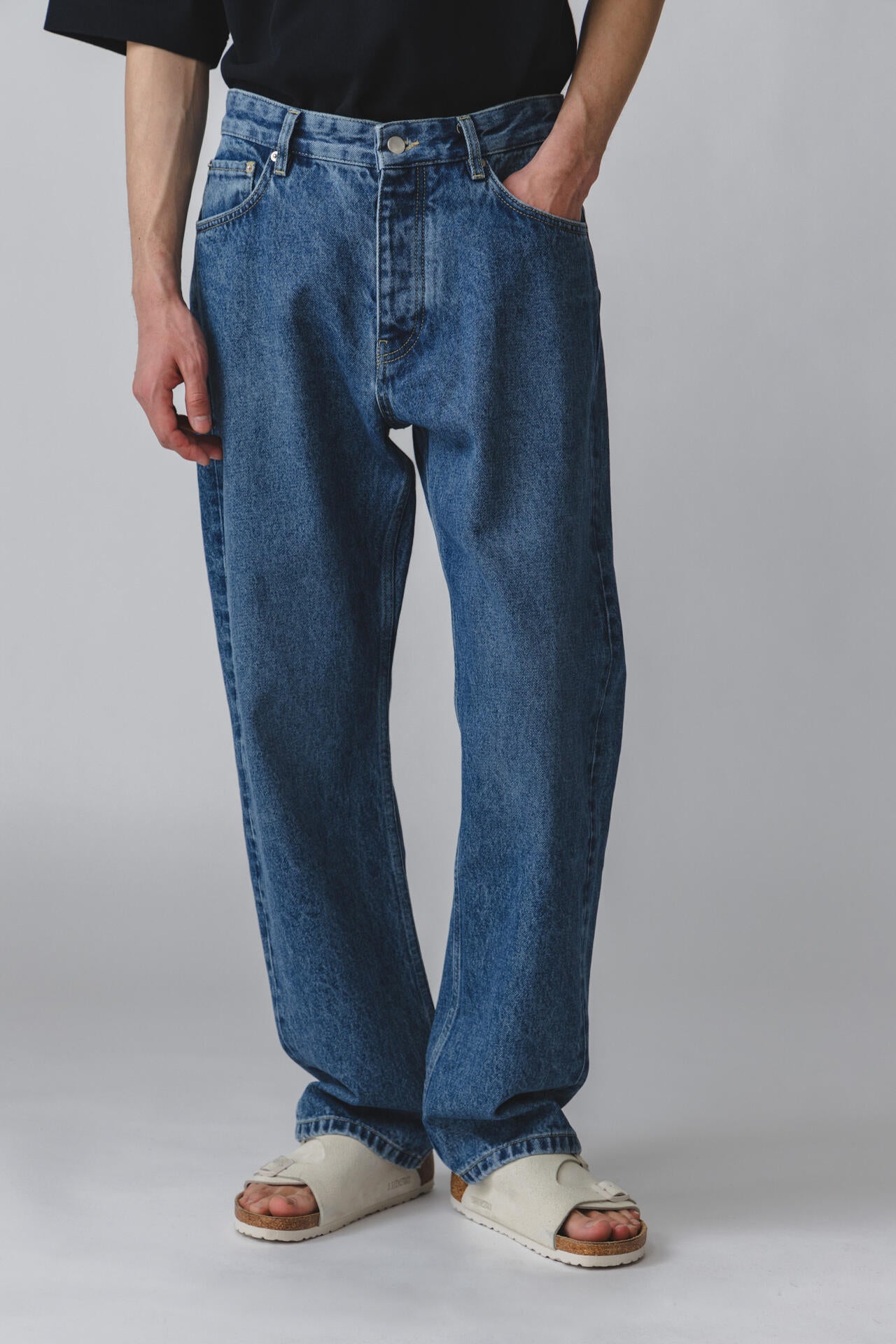 STUDIO NICHOLSON / 14OZ REGEN DENIM LOW RISE STRAIGHT LEG PANT