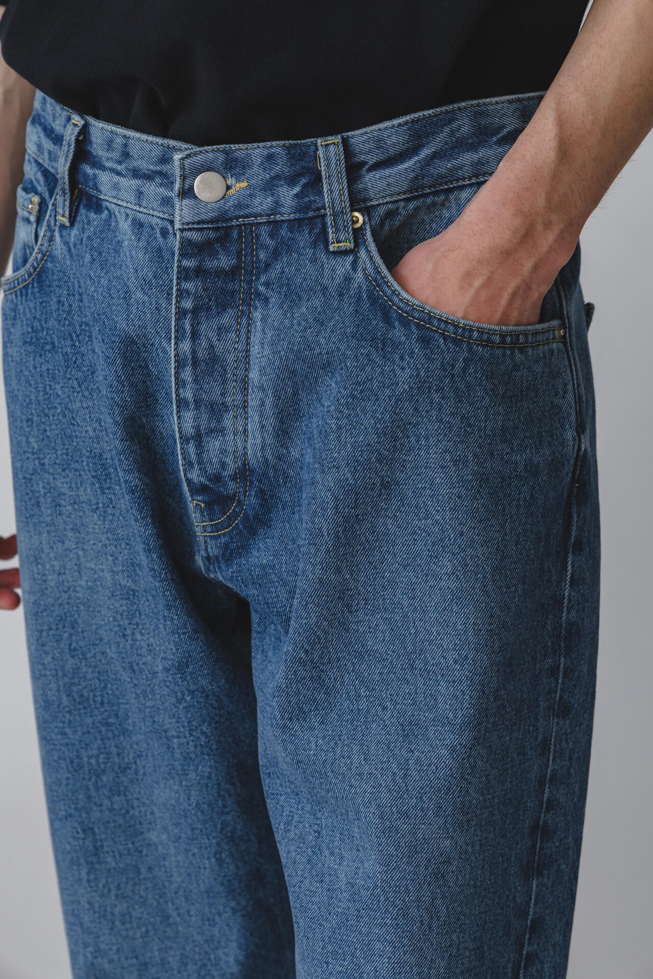 STUDIO NICHOLSON / 14OZ REGEN DENIM LOW RISE STRAIGHT LEG PANT