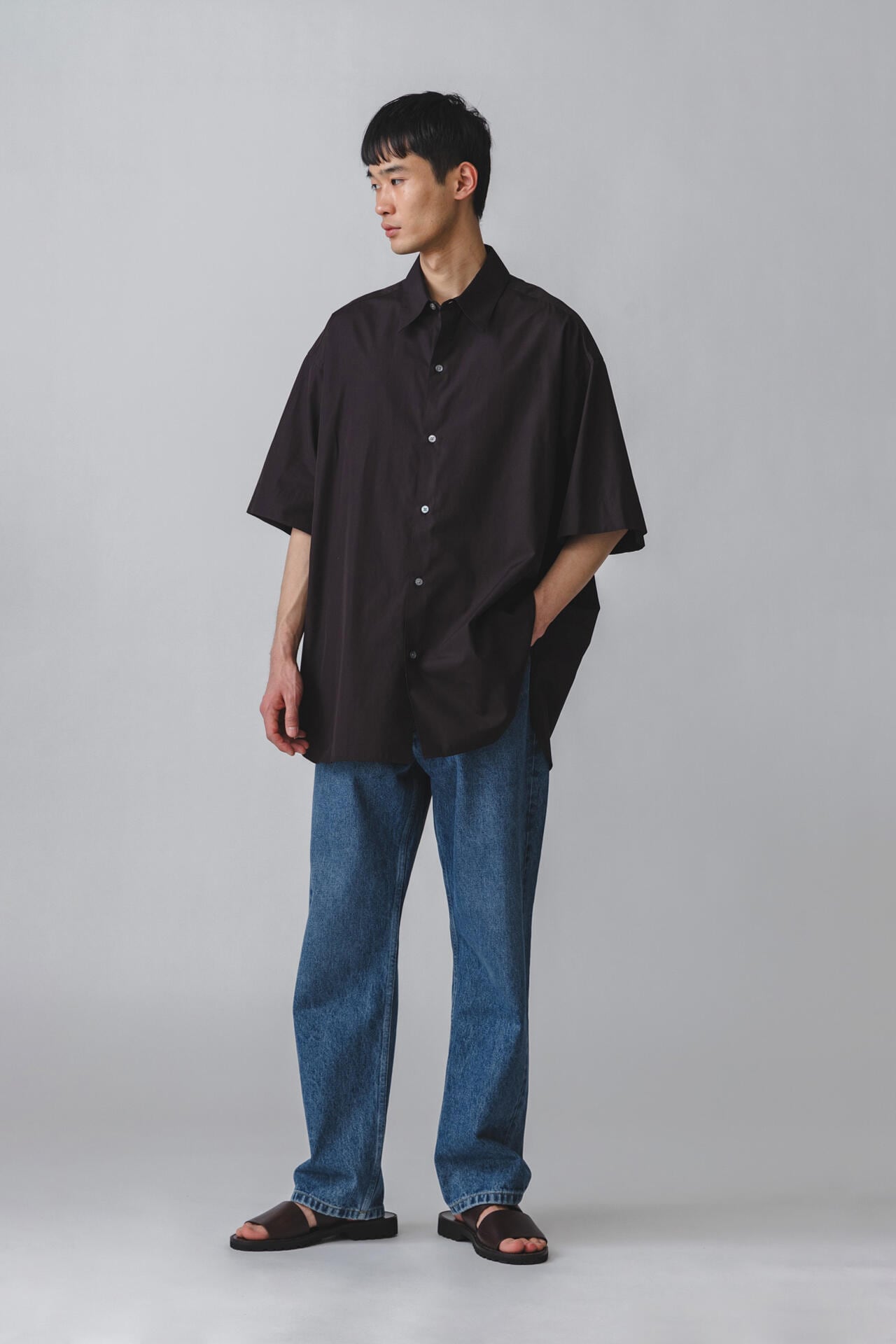 STUDIO NICHOLSON / 14OZ REGEN DENIM LOW RISE STRAIGHT LEG PANT