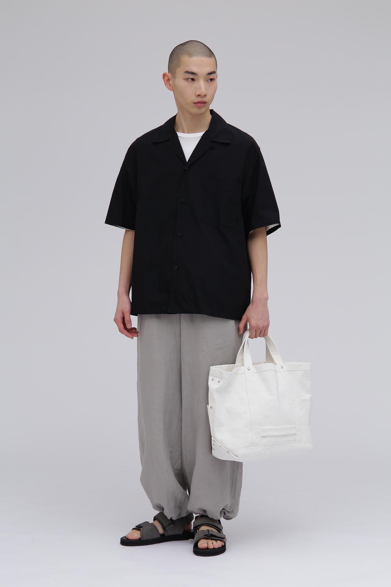 blurhms / CHAMBRAY OPEN‐COLLAR SHIRT