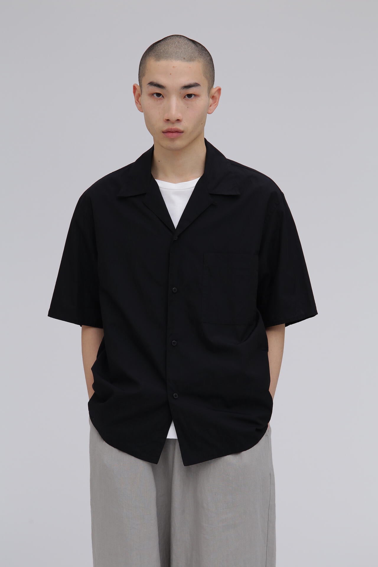 blurhms / CHAMBRAY OPEN‐COLLAR SHIRT