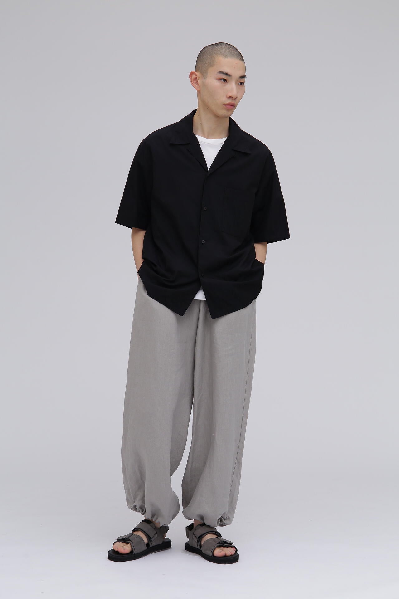 blurhms / CHAMBRAY OPEN‐COLLAR SHIRT