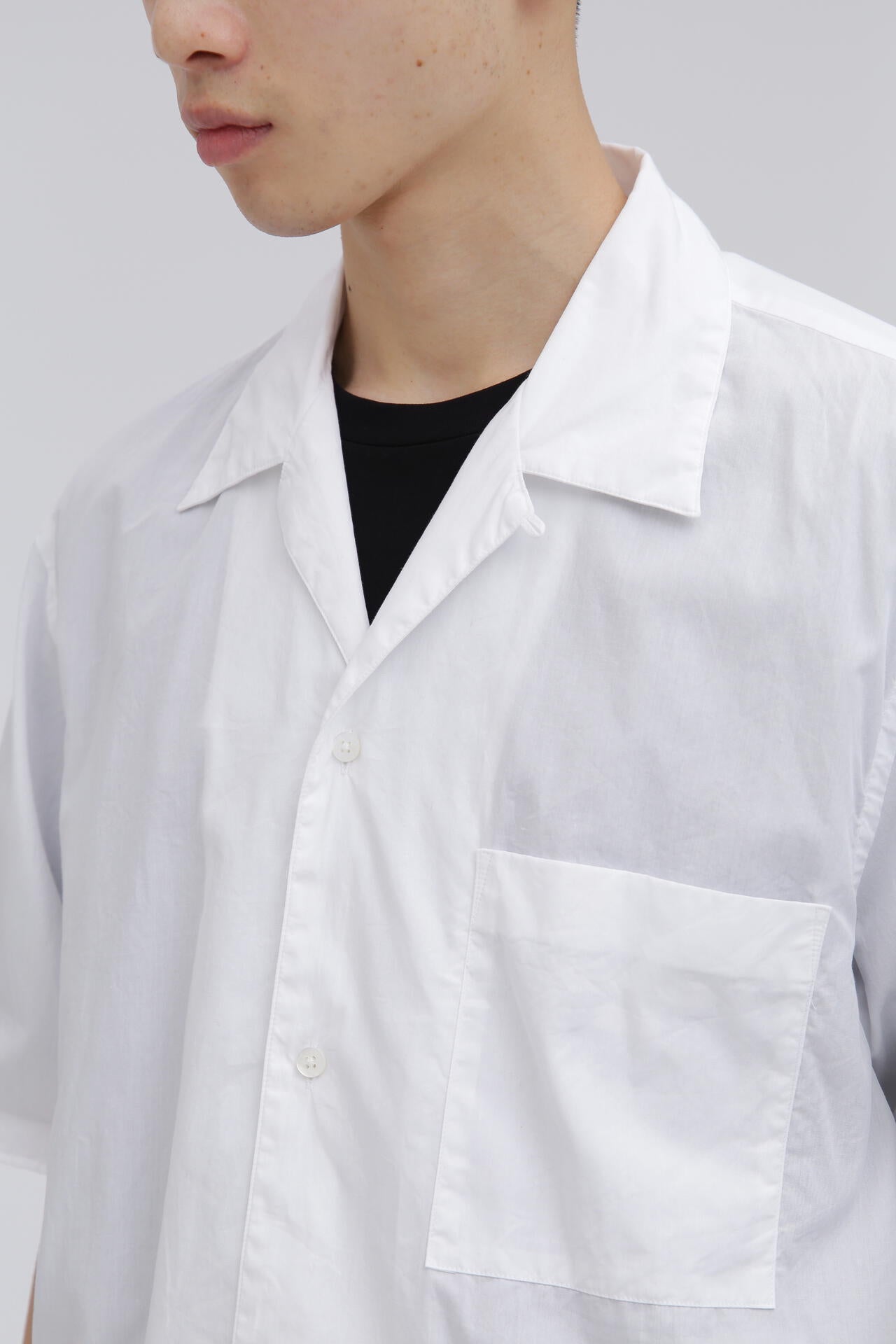blurhms / CHAMBRAY OPEN‐COLLAR SHIRT