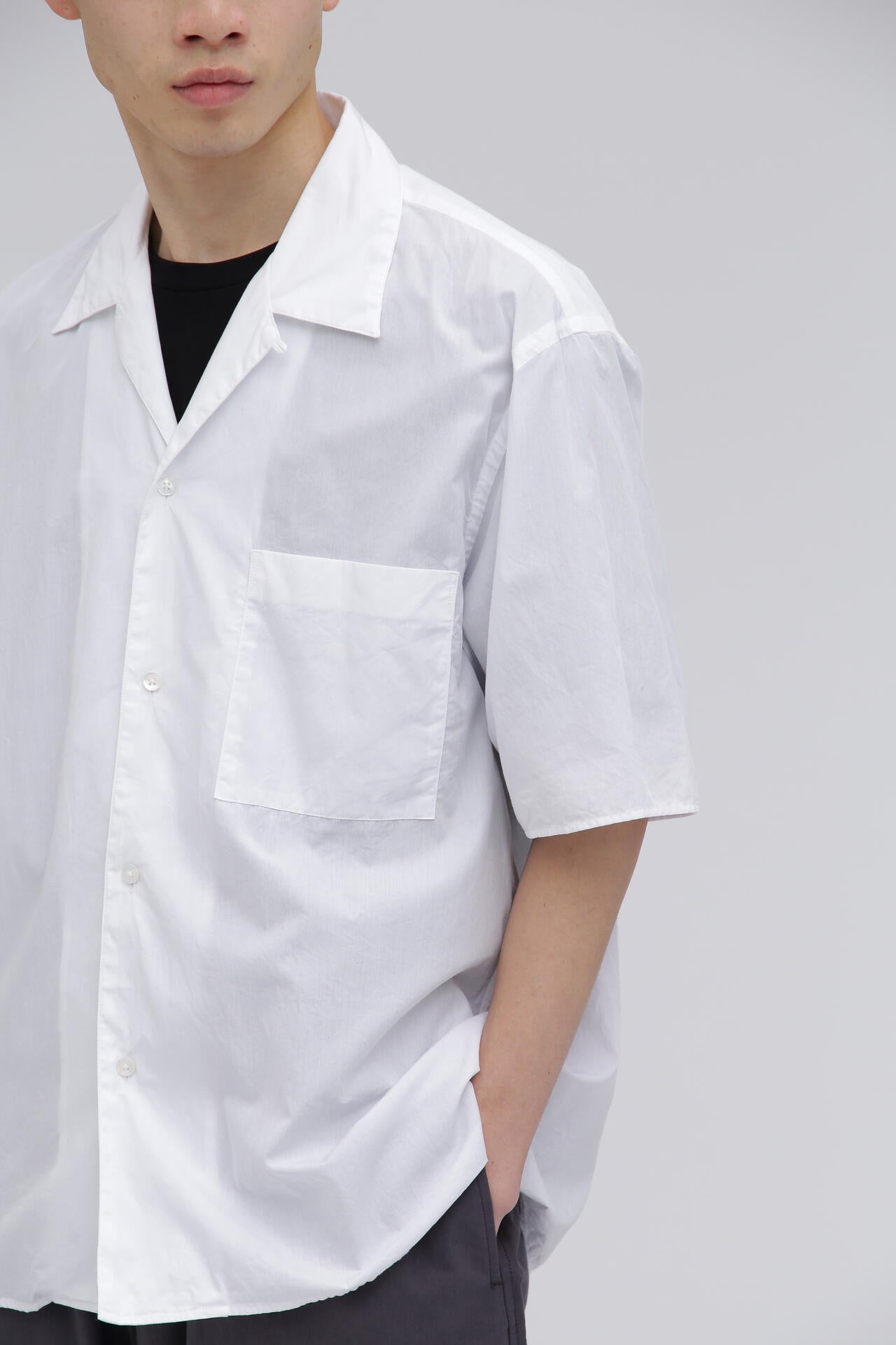 blurhms / CHAMBRAY OPEN‐COLLAR SHIRT