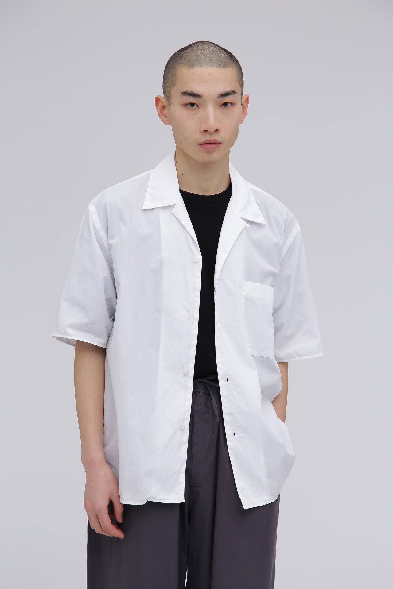blurhms / CHAMBRAY OPEN‐COLLAR SHIRT