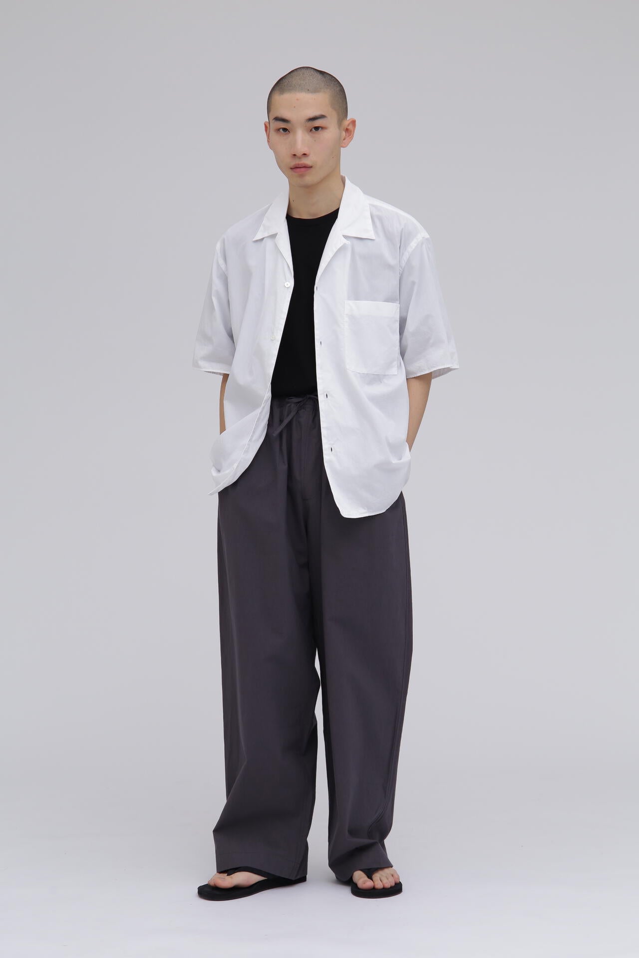 blurhms / CHAMBRAY OPEN‐COLLAR SHIRT