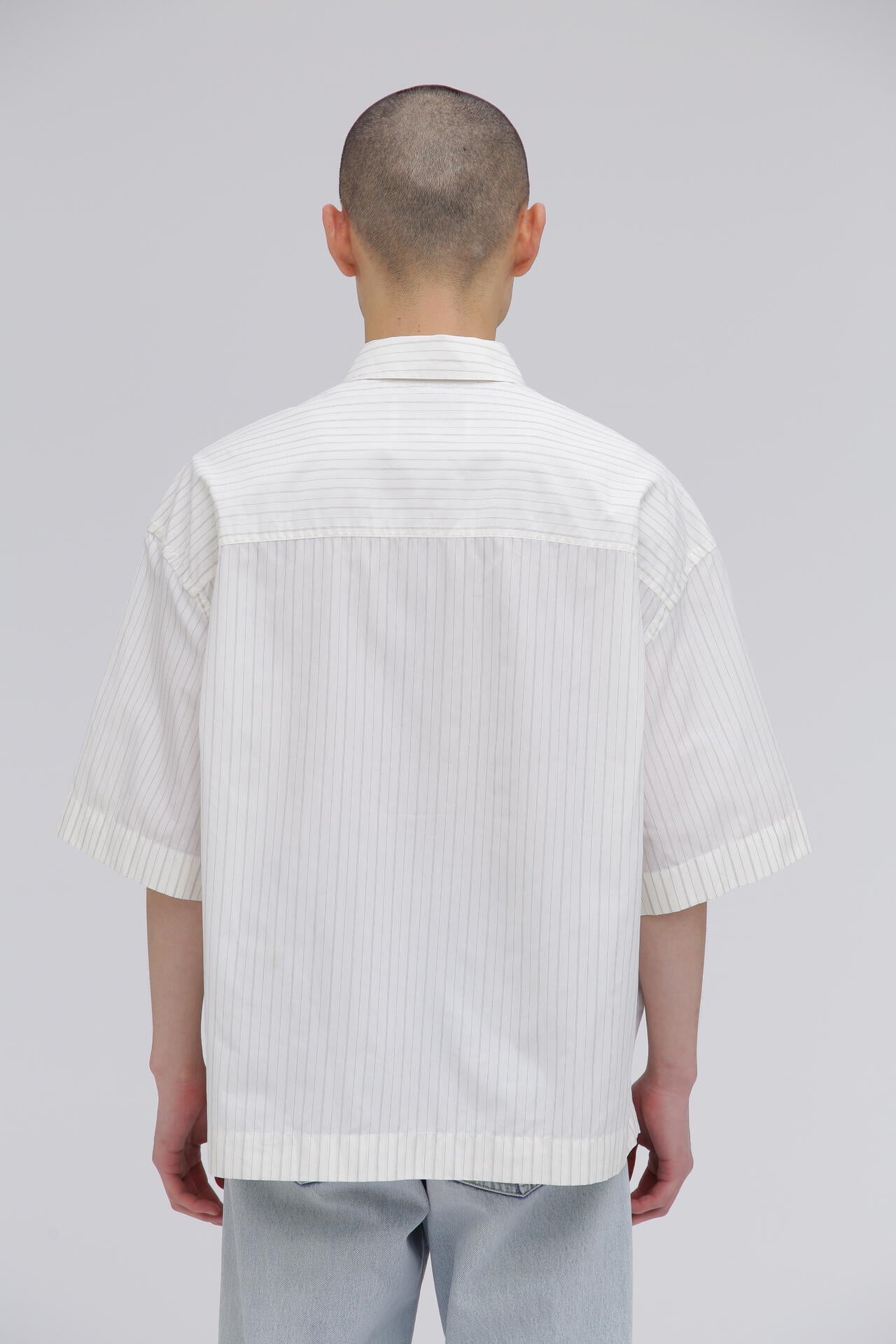 STUDIO NICHOLSON / ARCHIVE MODEL STRIPE SHORT SLEEVE BOXY SHIRT