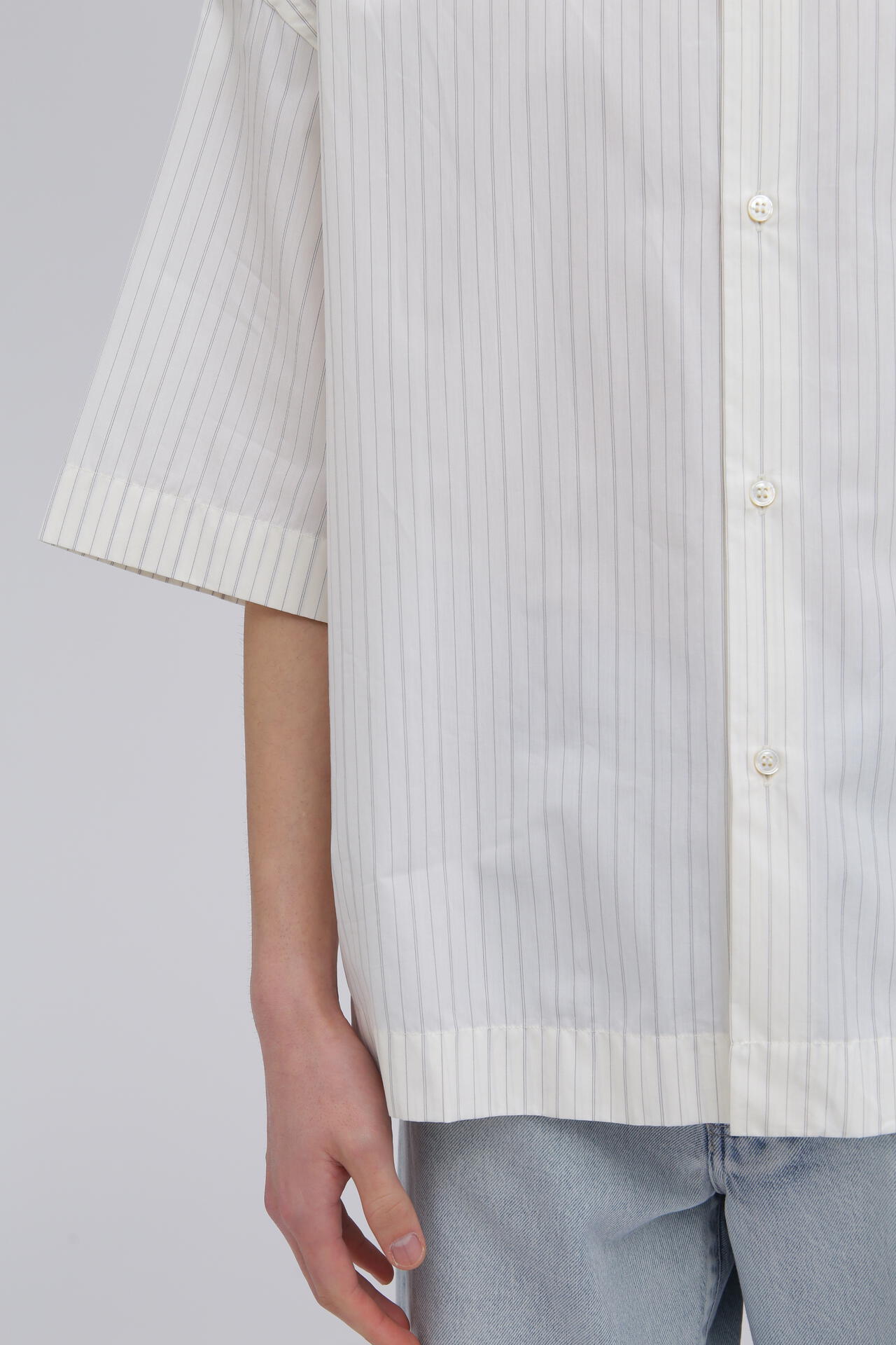 STUDIO NICHOLSON / ARCHIVE MODEL STRIPE SHORT SLEEVE BOXY SHIRT