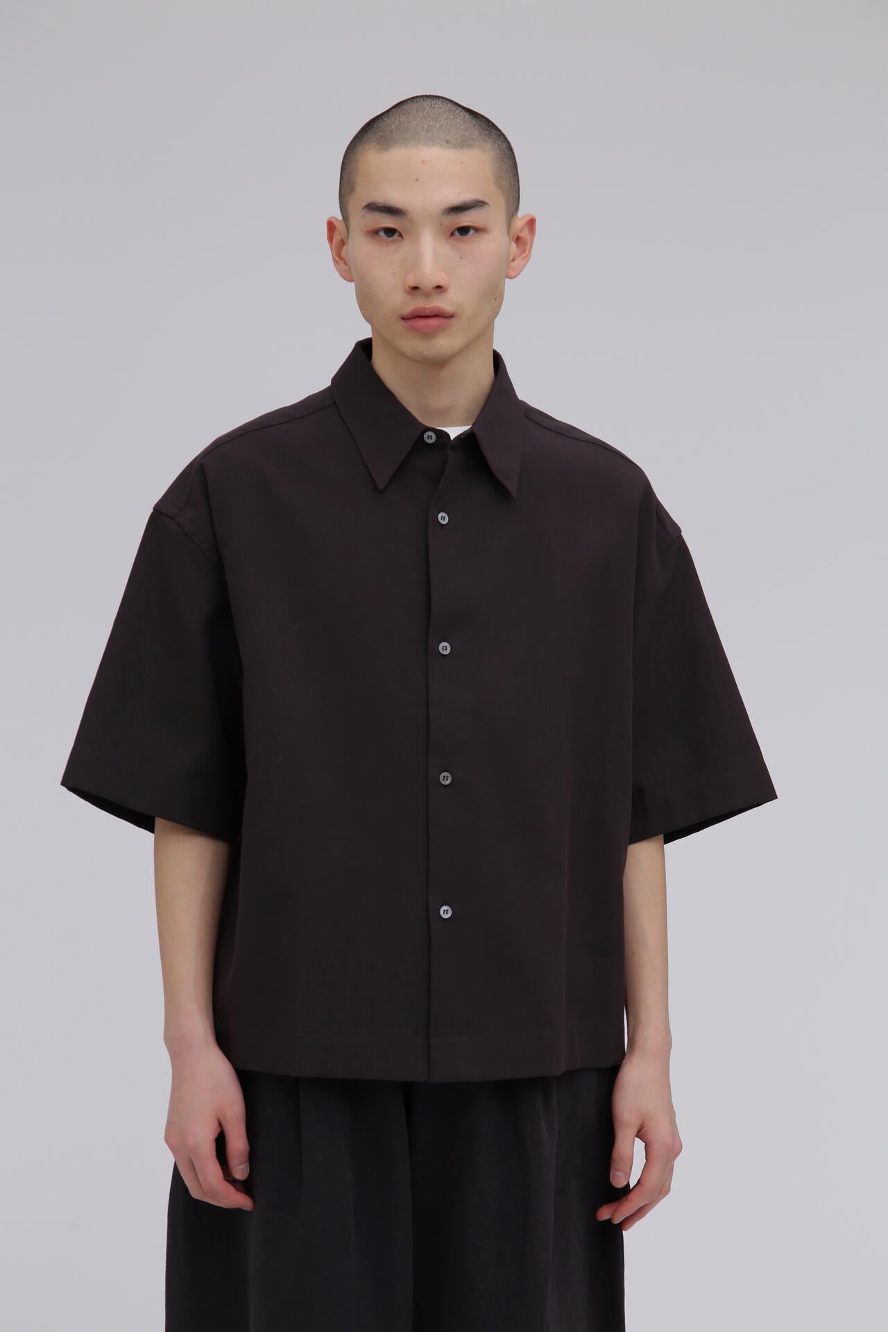 STUDIO NICHOLSON / JAPANESE COTTON NYLON SHORT SLEEVE BOXY SHIRT